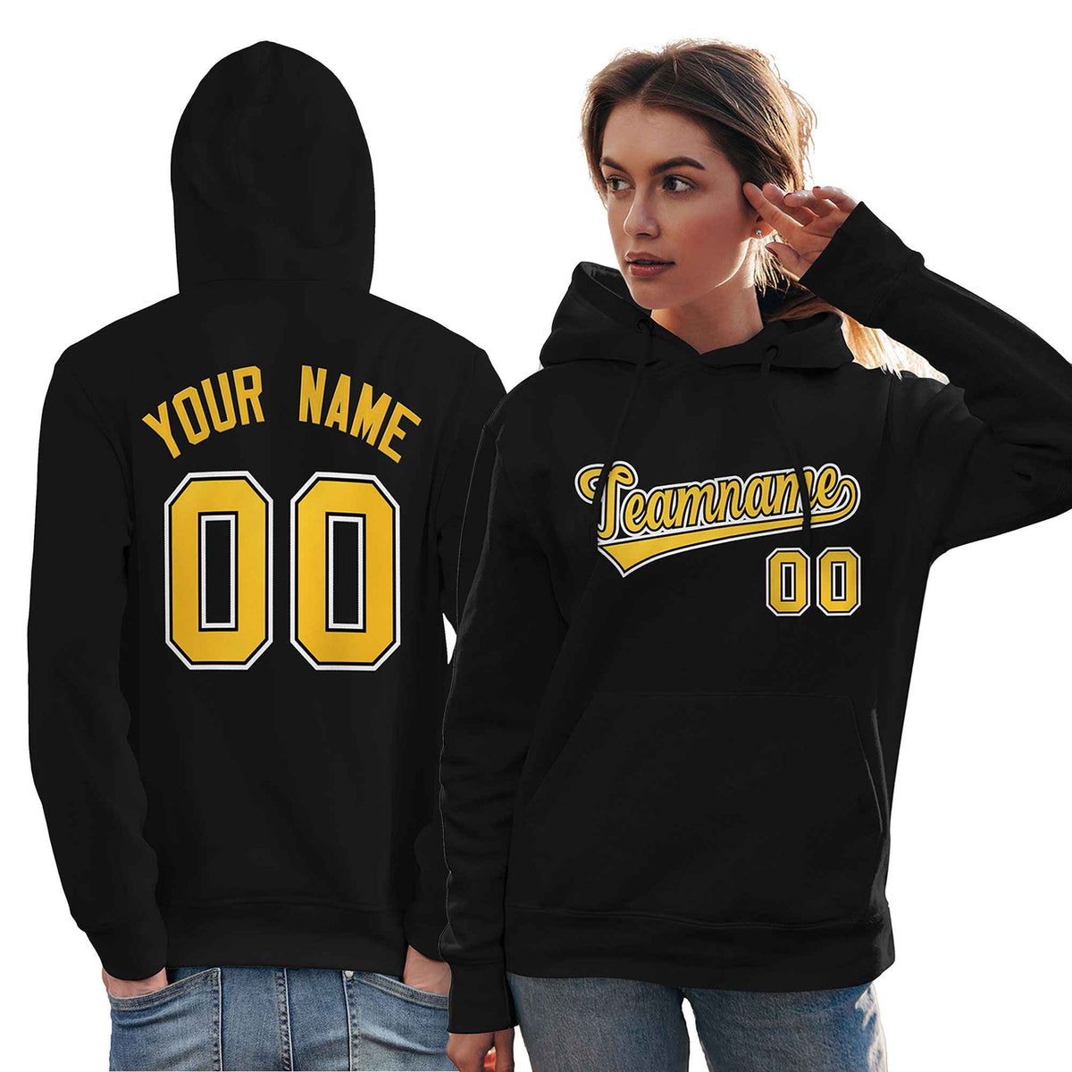 Custom Black Gold-White Classic Style Personalized Sport Pullover Hoodie| KXKSHOP