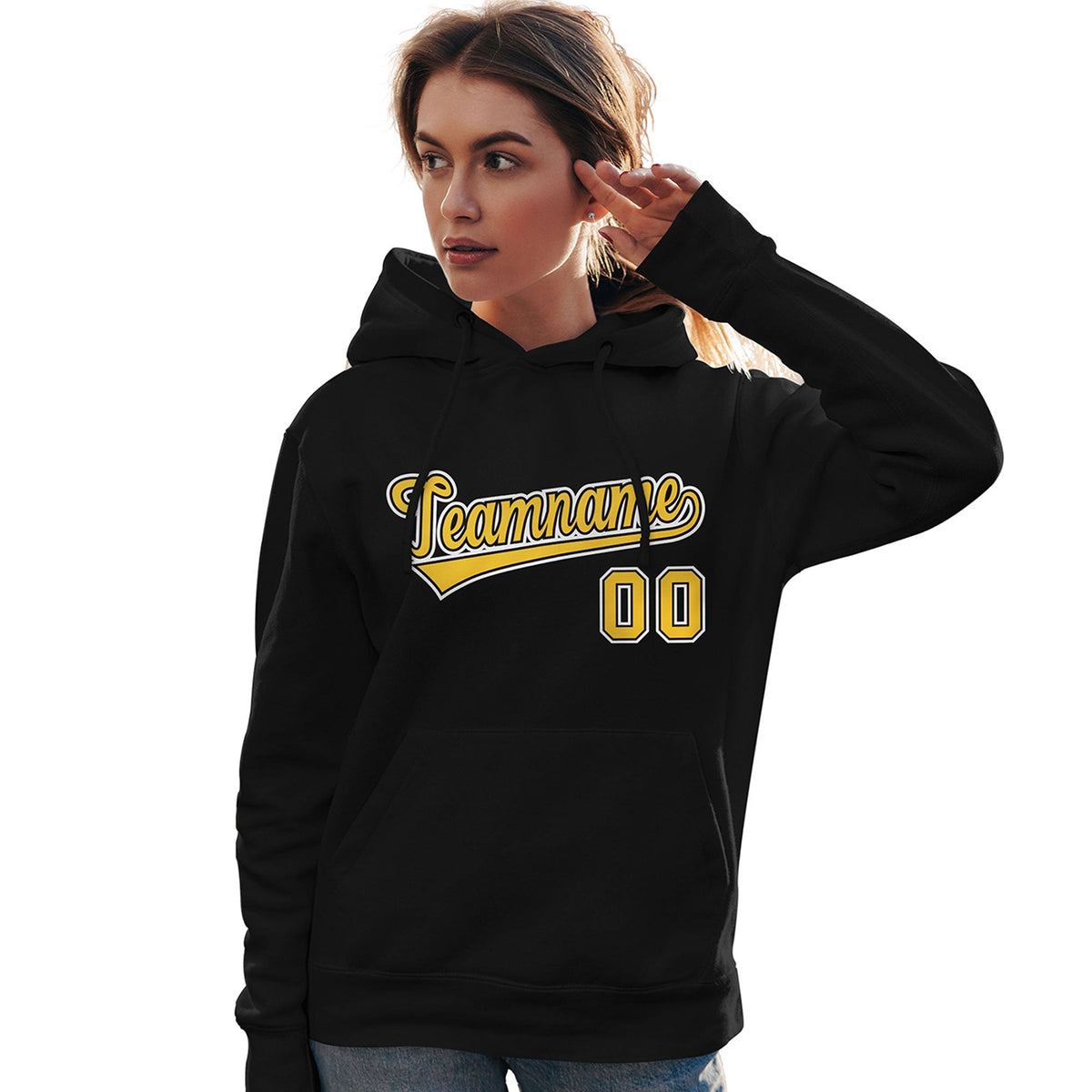 Custom Black Gold-White Classic Style Personalized Sport Pullover Hoodie| KXKSHOP