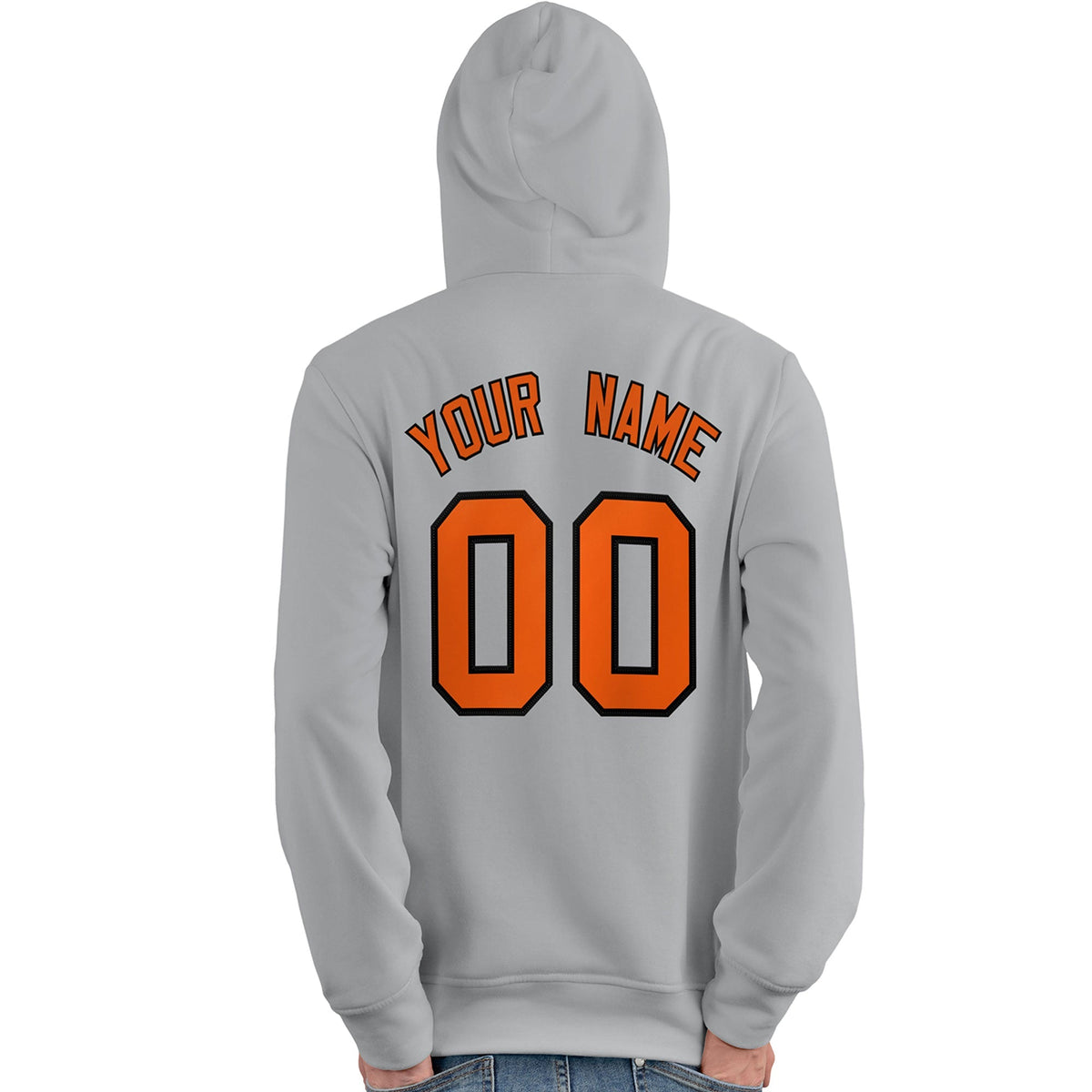 Custom Gray Orange-Black Classic Style Personalized Sport Pullover Hoodie| KXKSHOP