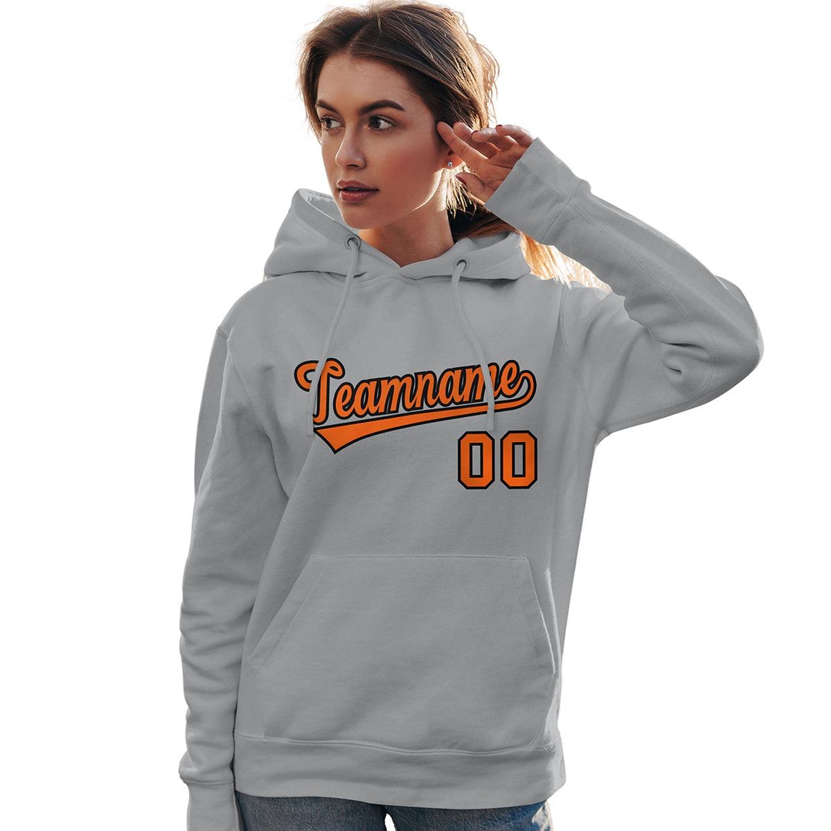 Custom Gray Orange-Black Classic Style Personalized Sport Pullover Hoodie| KXKSHOP