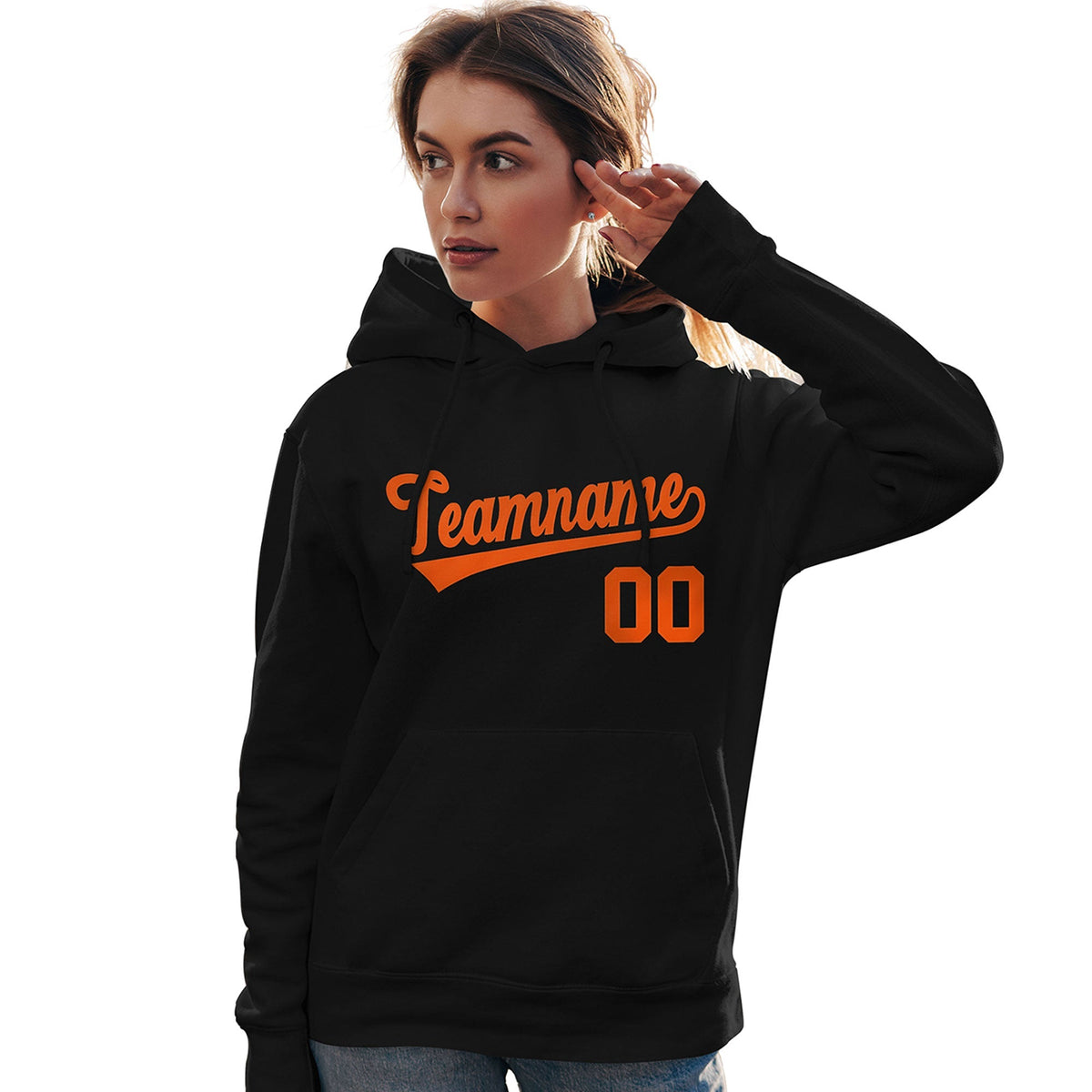 Custom Black Orange Classic Style Personalized Sport Pullover Hoodie| KXKSHOP