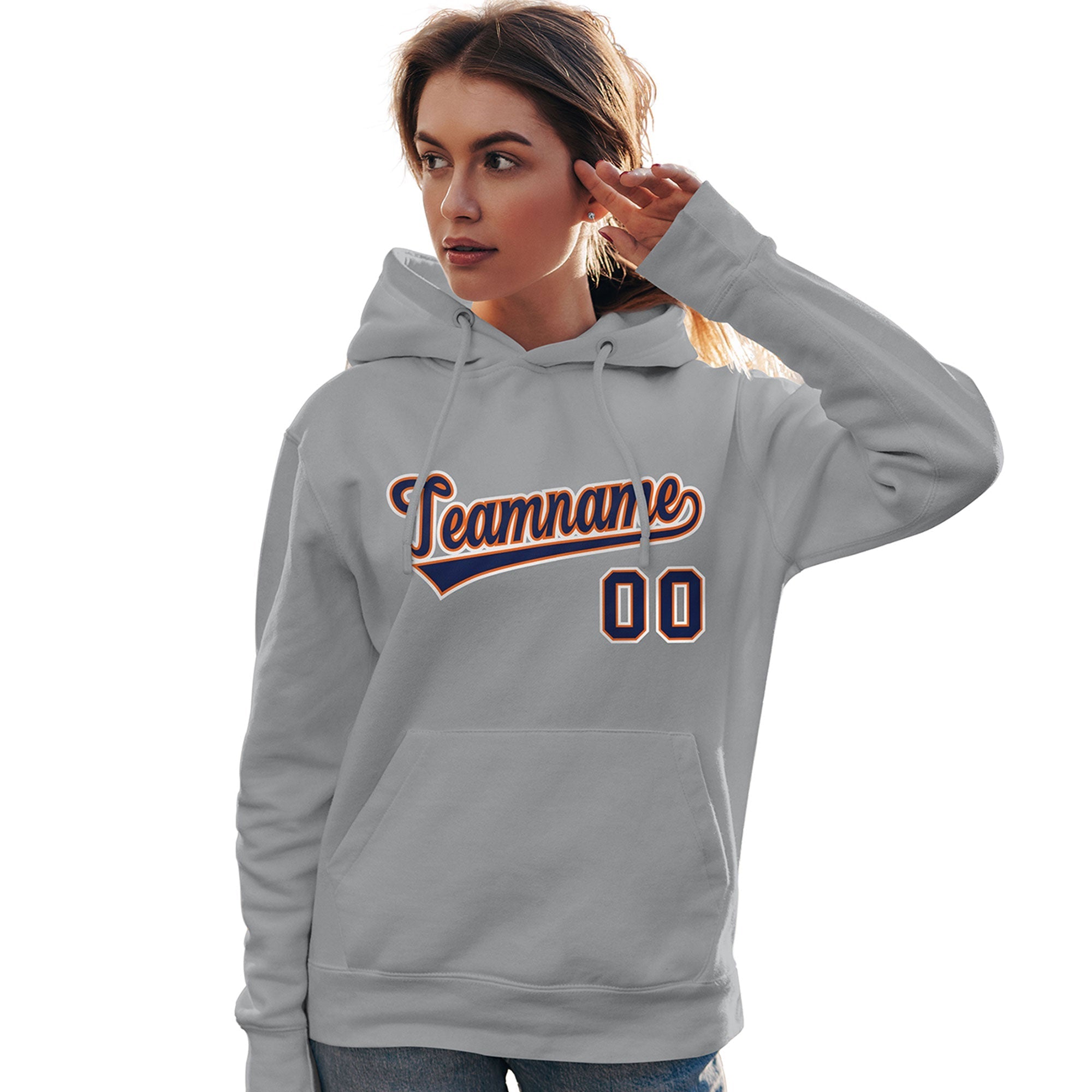 Custom Gray Royal-Orange Classic Style Personalized Sport Pullover Hoodie| KXKSHOP