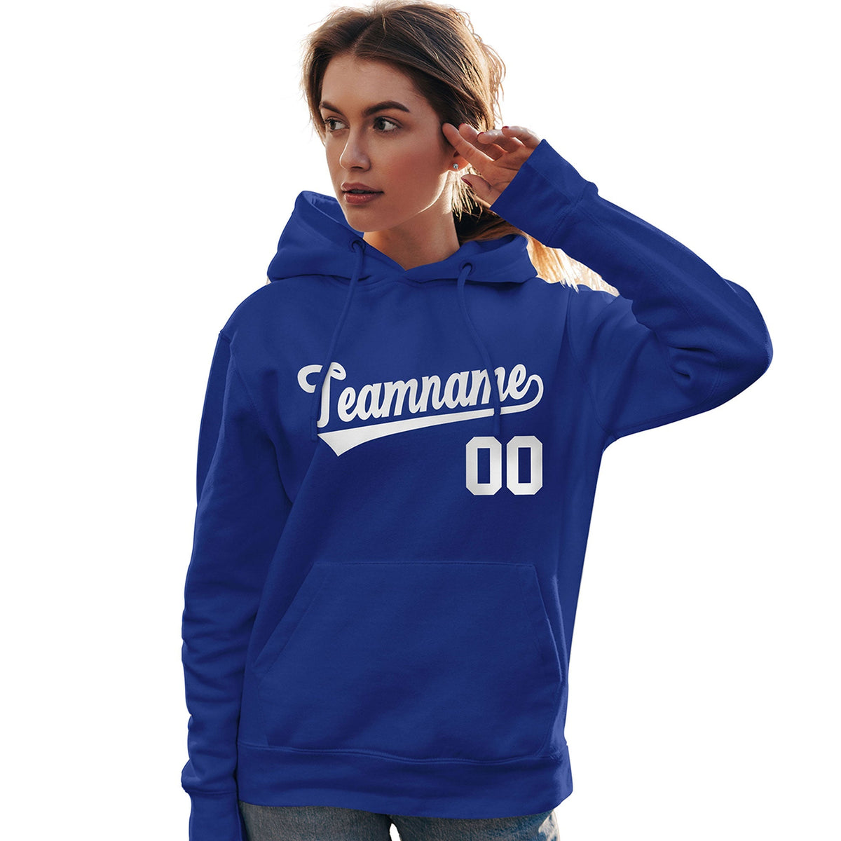 Custom Royal White Classic Style Personalized Sport Pullover Hoodie| KXKSHOP