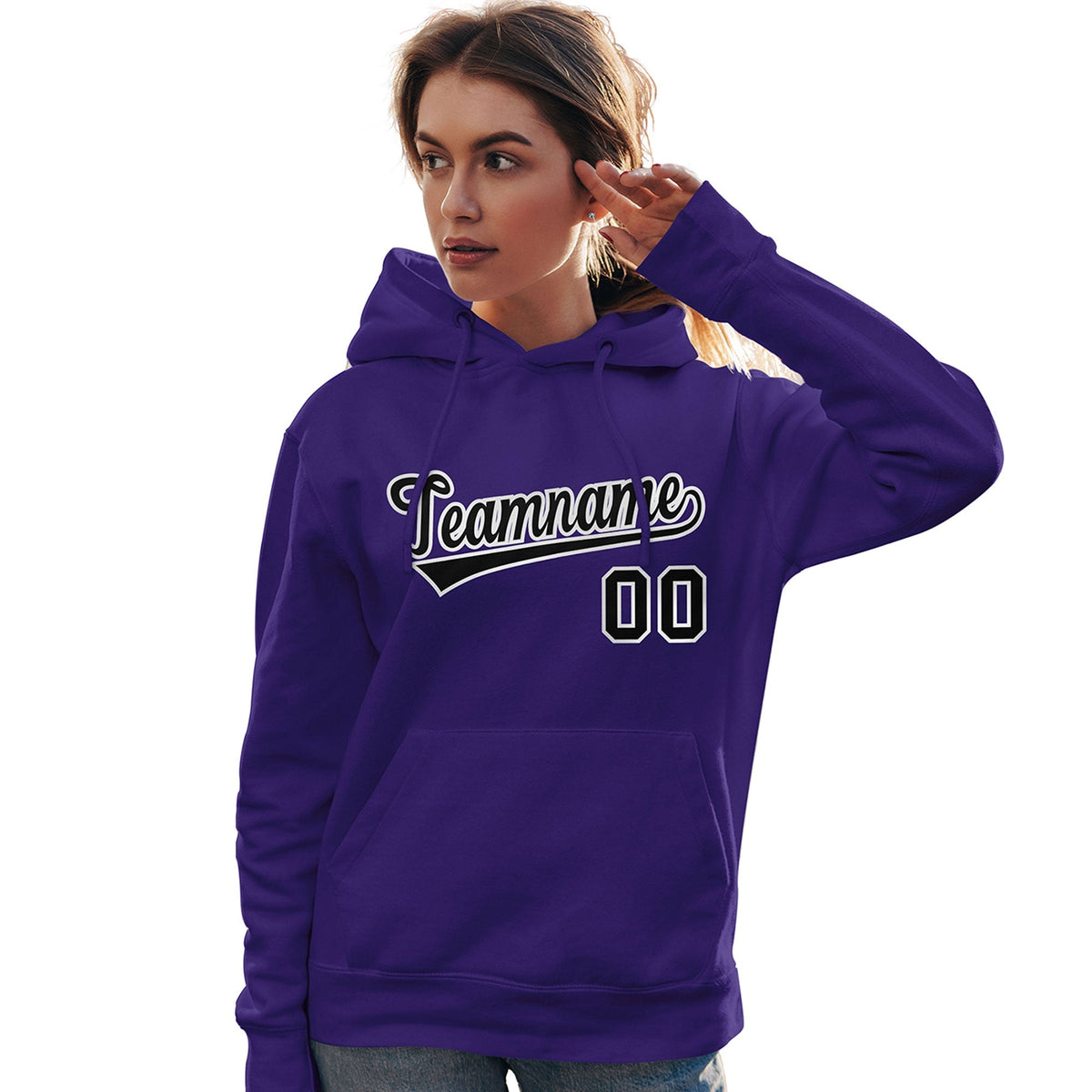 Custom Purple Black-White Classic Style Personalized Sport Pullover Hoodie| KXKSHOP