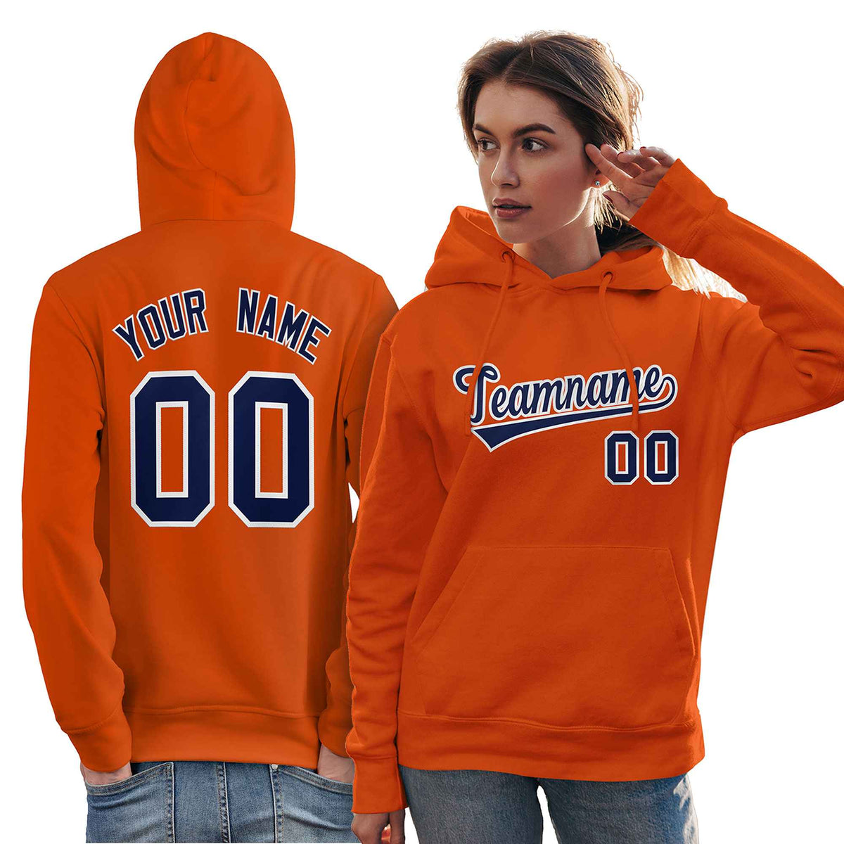 Custom Orange Royal-White Classic Style Personalized Sport Pullover Hoodie| KXKSHOP
