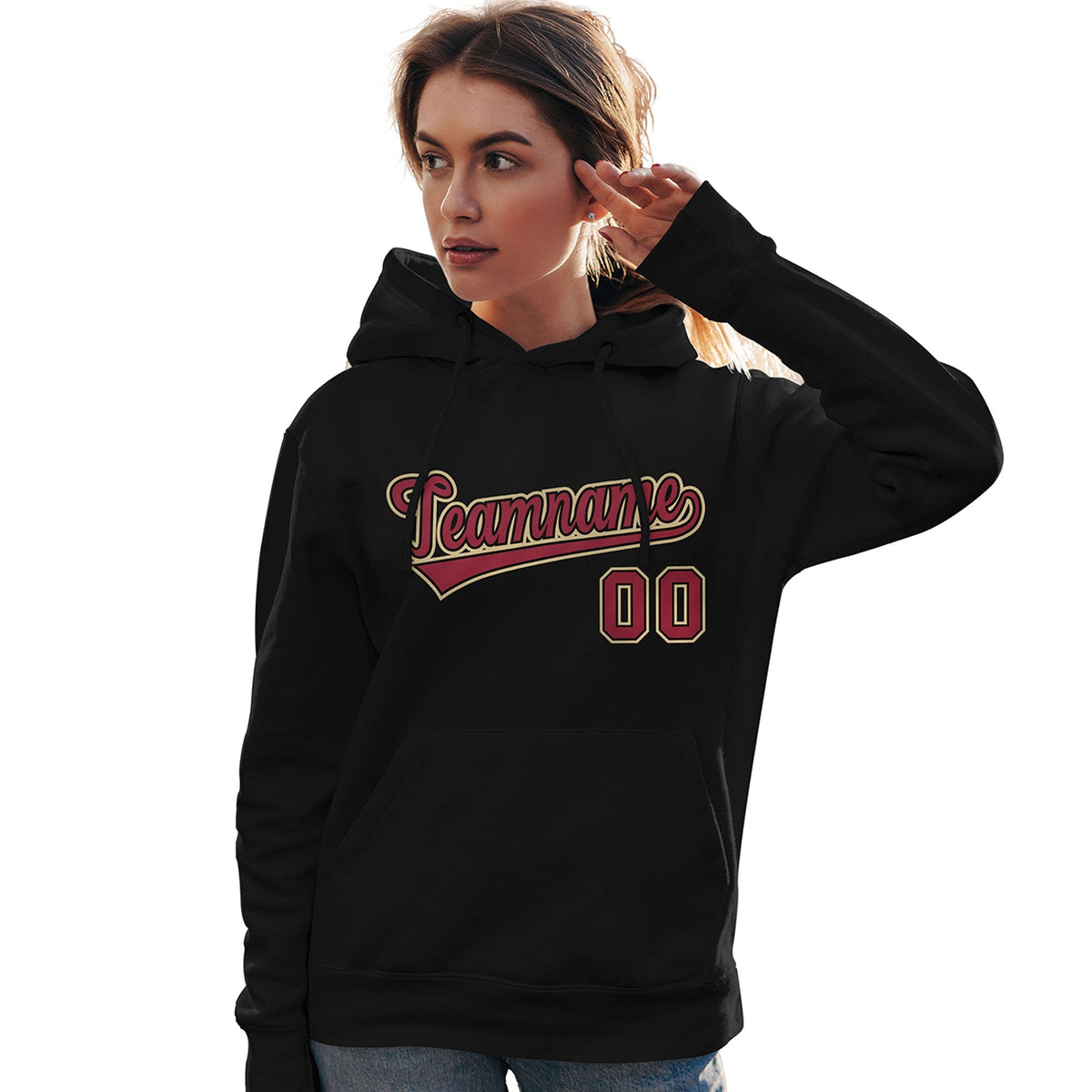 Custom Black Old Gold-Cardinal Classic Style Personalized Sport Pullover Hoodie| KXKSHOP