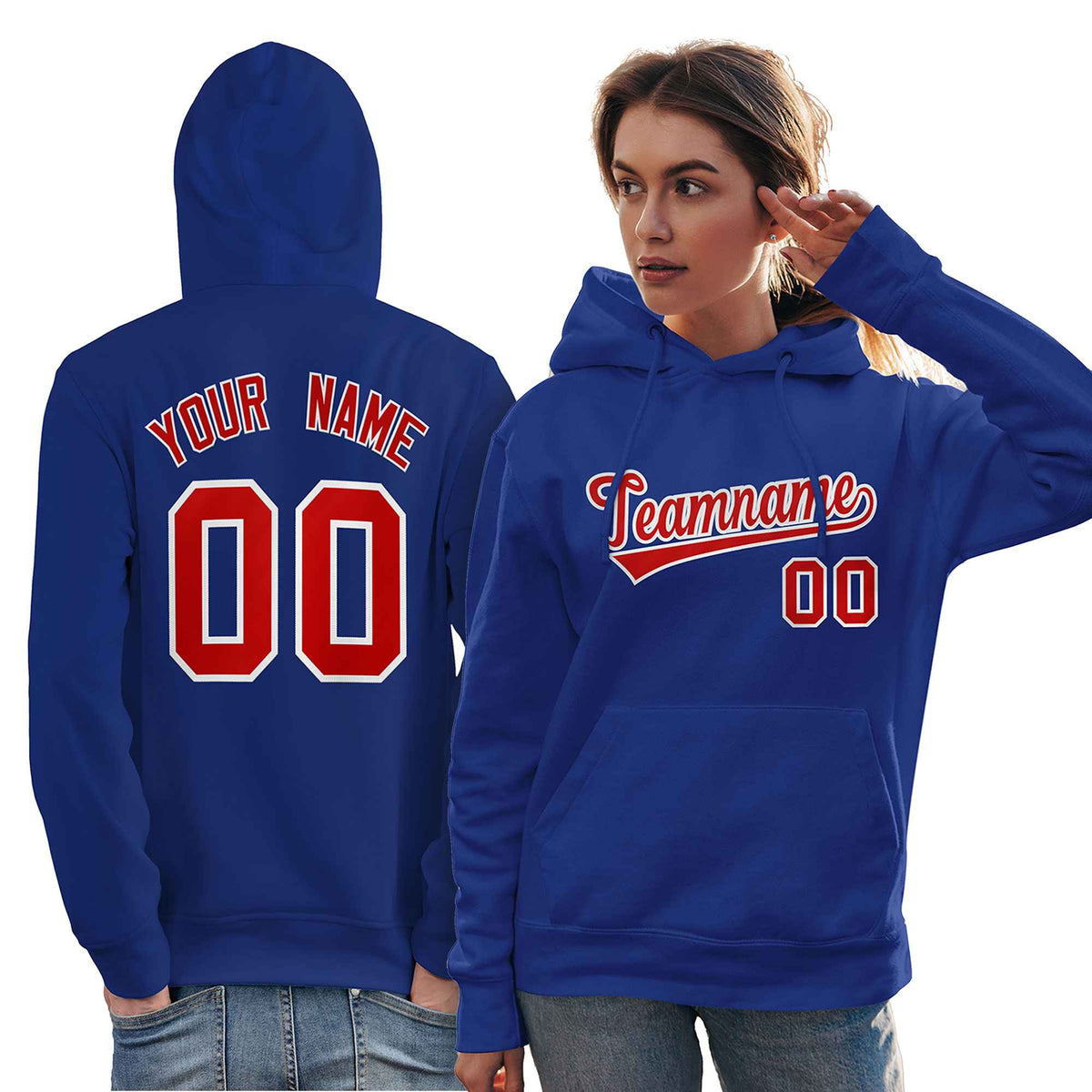 Custom Royal Red-White Classic Style Personalized Sport Pullover Hoodie| KXKSHOP