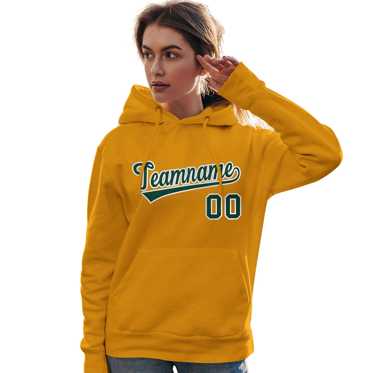 Custom Gold Kelly Green-White Classic Style Personalized Sport Pullover Hoodie| KXKSHOP