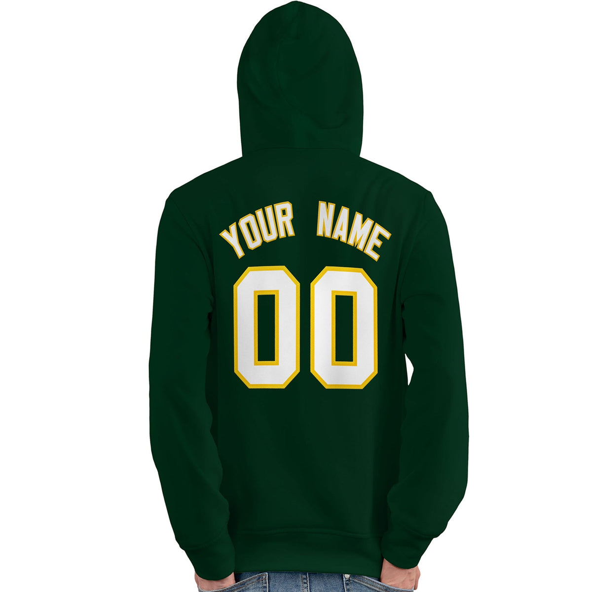 Custom Green White-Gold Classic Style Personalized Sport Pullover Hoodie| KXKSHOP