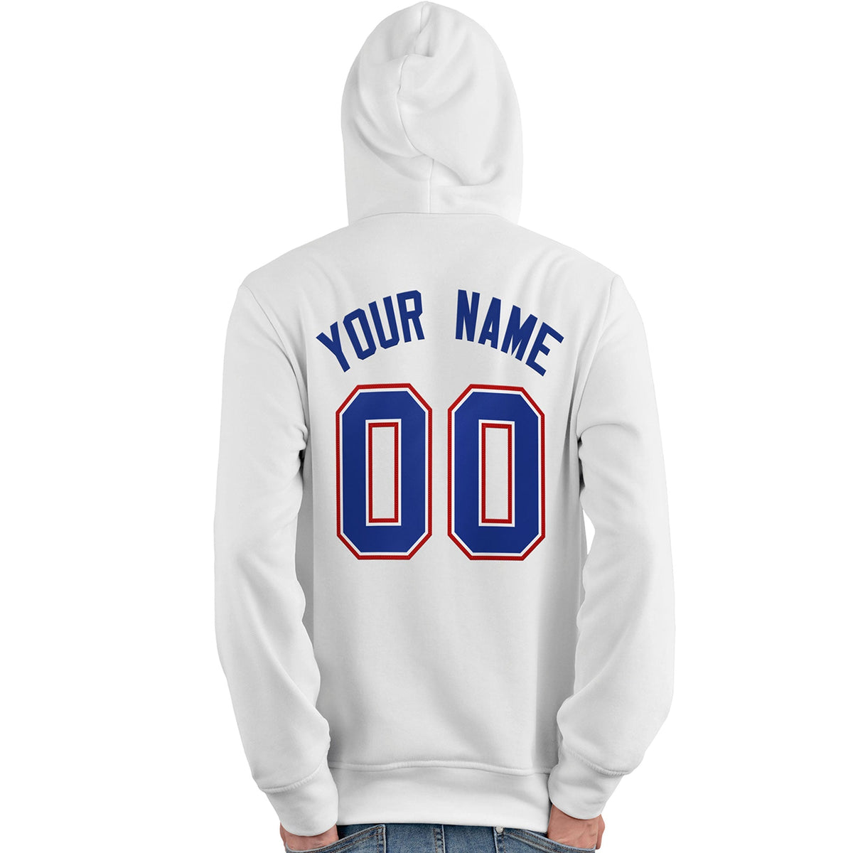 Custom White Royal-Red Classic Style Personalized Sport Pullover Hoodie| KXKSHOP