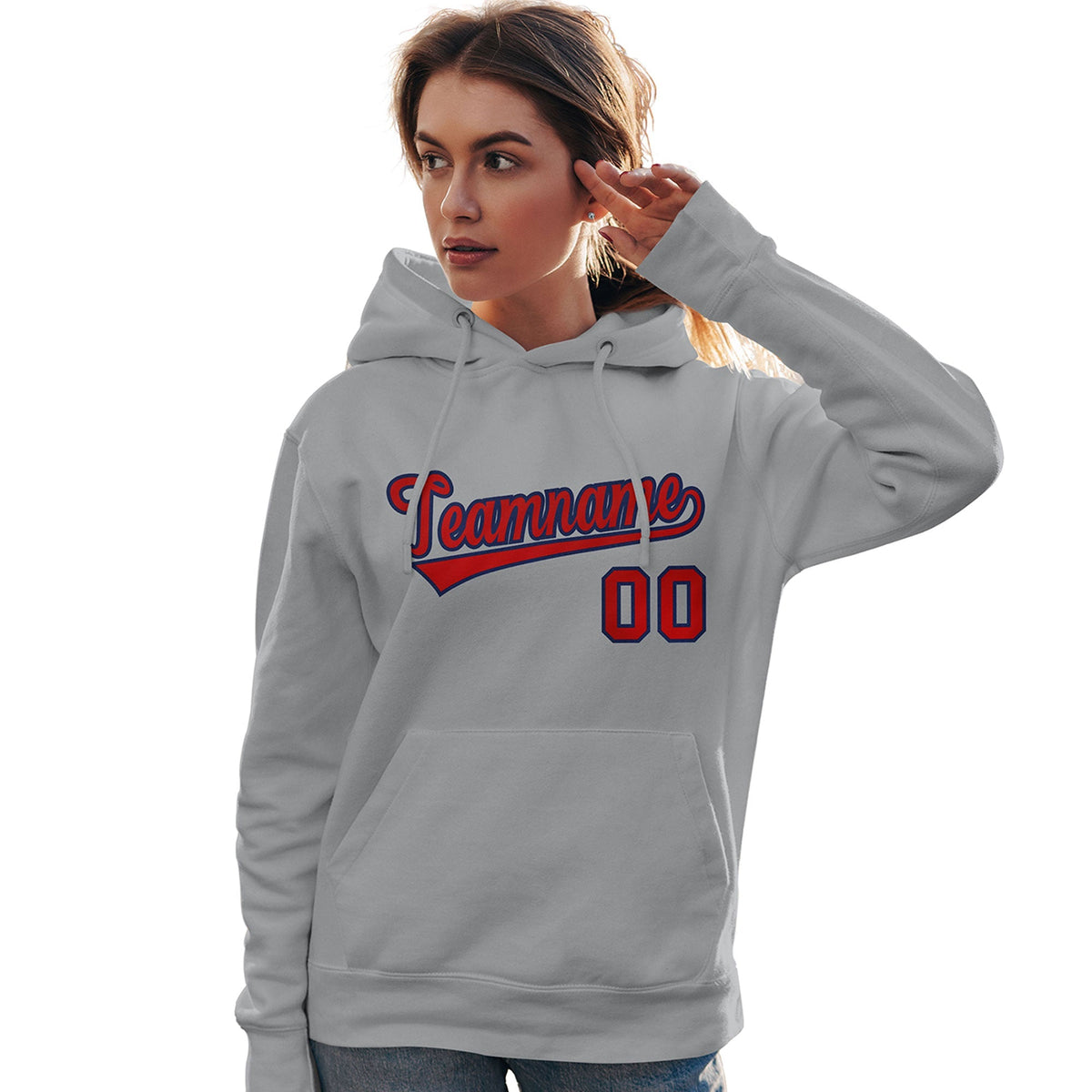 Custom Gray Red-Royal Classic Style Personalized Sport Pullover Hoodie| KXKSHOP