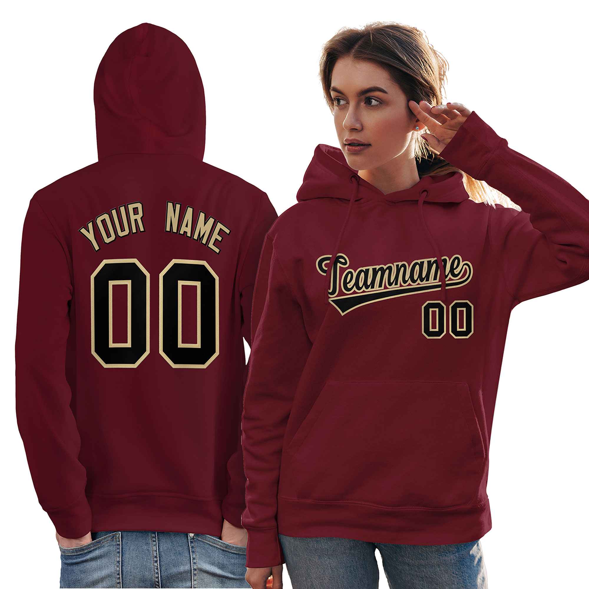 Custom Cardinal Black-Old Gold Classic Style Personalized Sport Pullover Hoodie| KXKSHOP