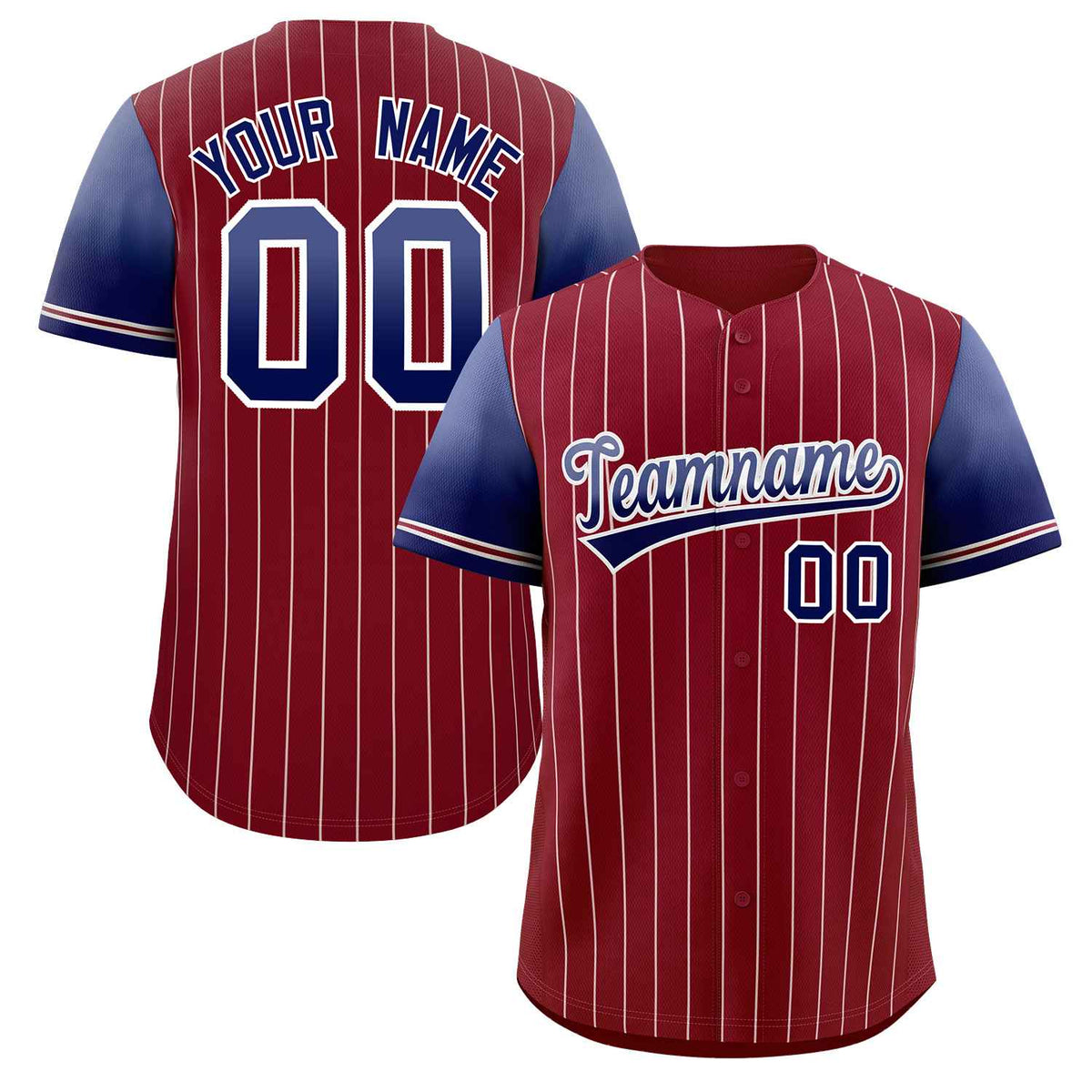 Custom Crimson Purple Navy-White Stripe Font Gradient Fashion Authentic Baseball Jersey