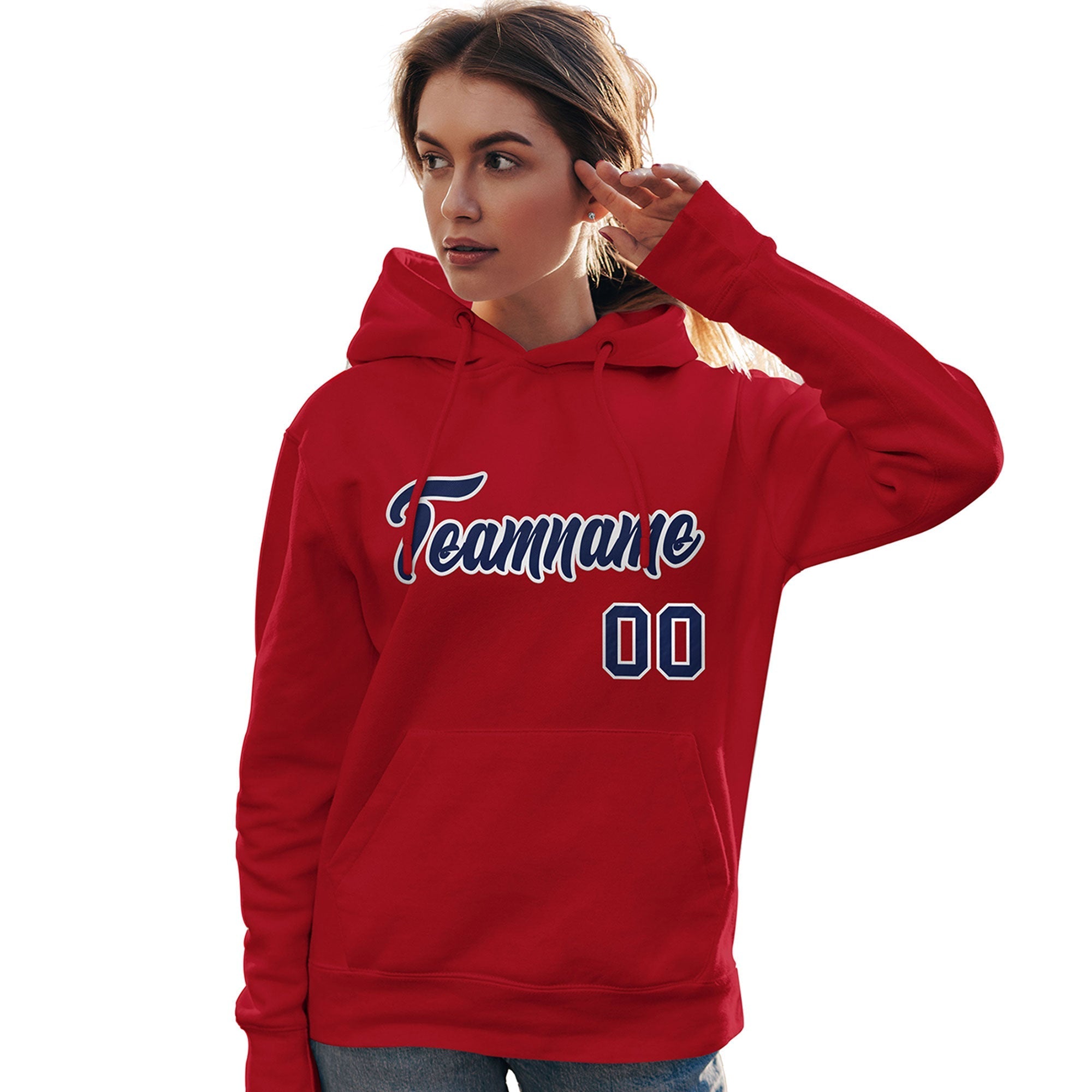 Custom Red Navy-White Classic Style Personalized Sport Pullover Hoodie| KXKSHOP