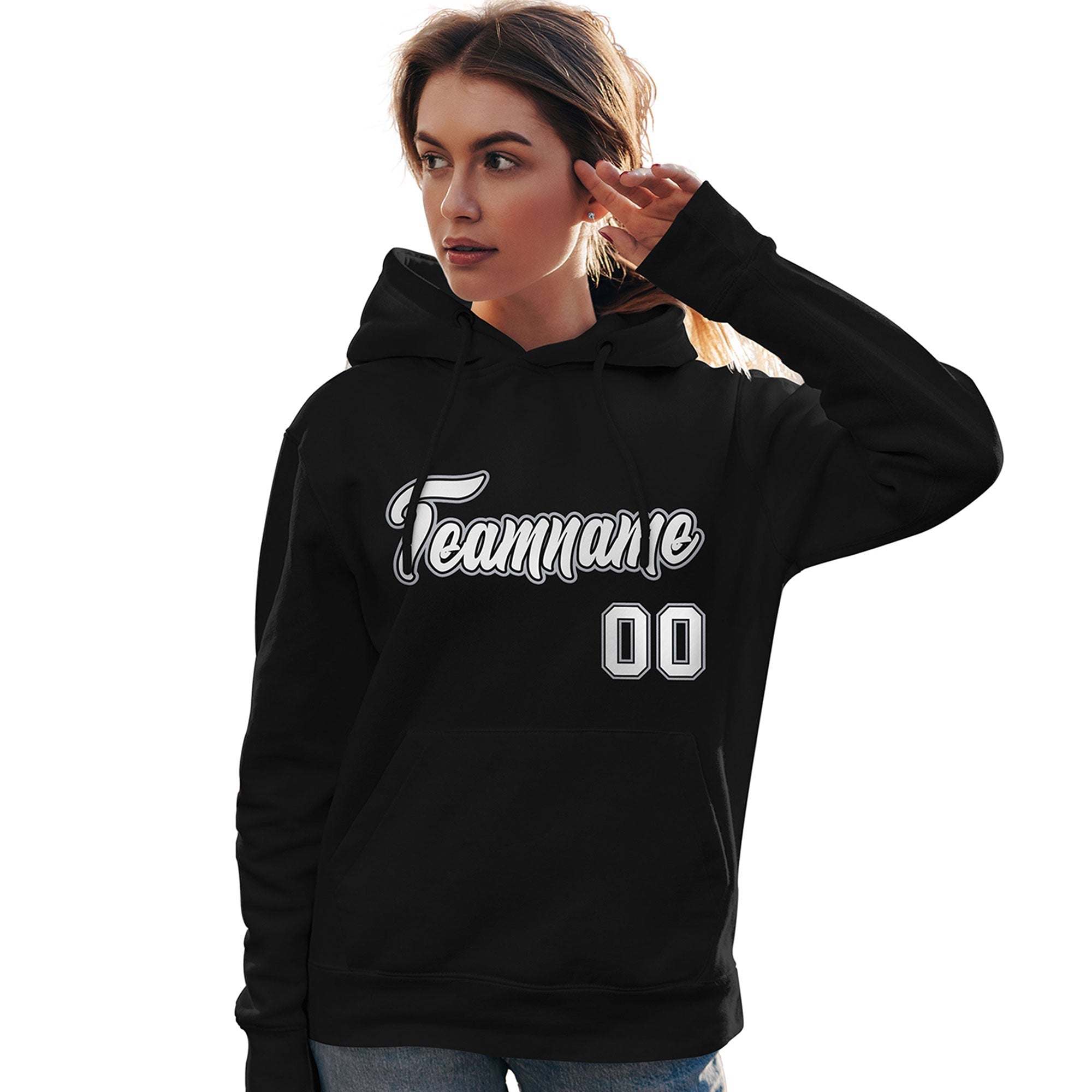 Custom Black White-Gray Classic Style Personalized Sport Pullover Hoodie| KXKSHOP