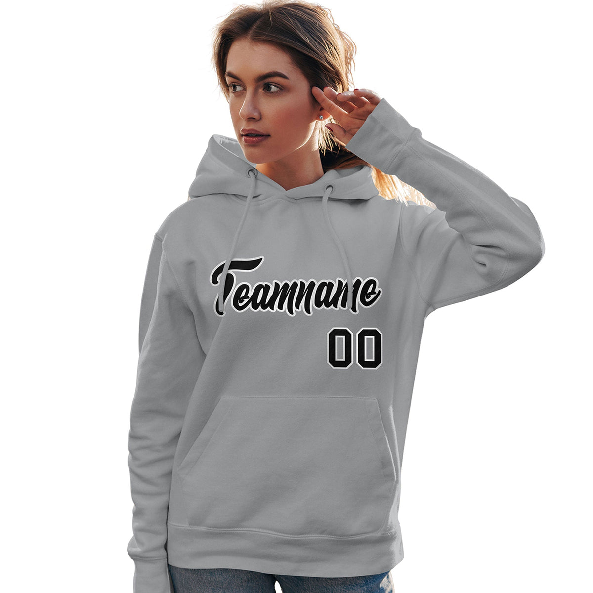Custom Gray Black-White Classic Style Personalized Sport Pullover Hoodie| KXKSHOP