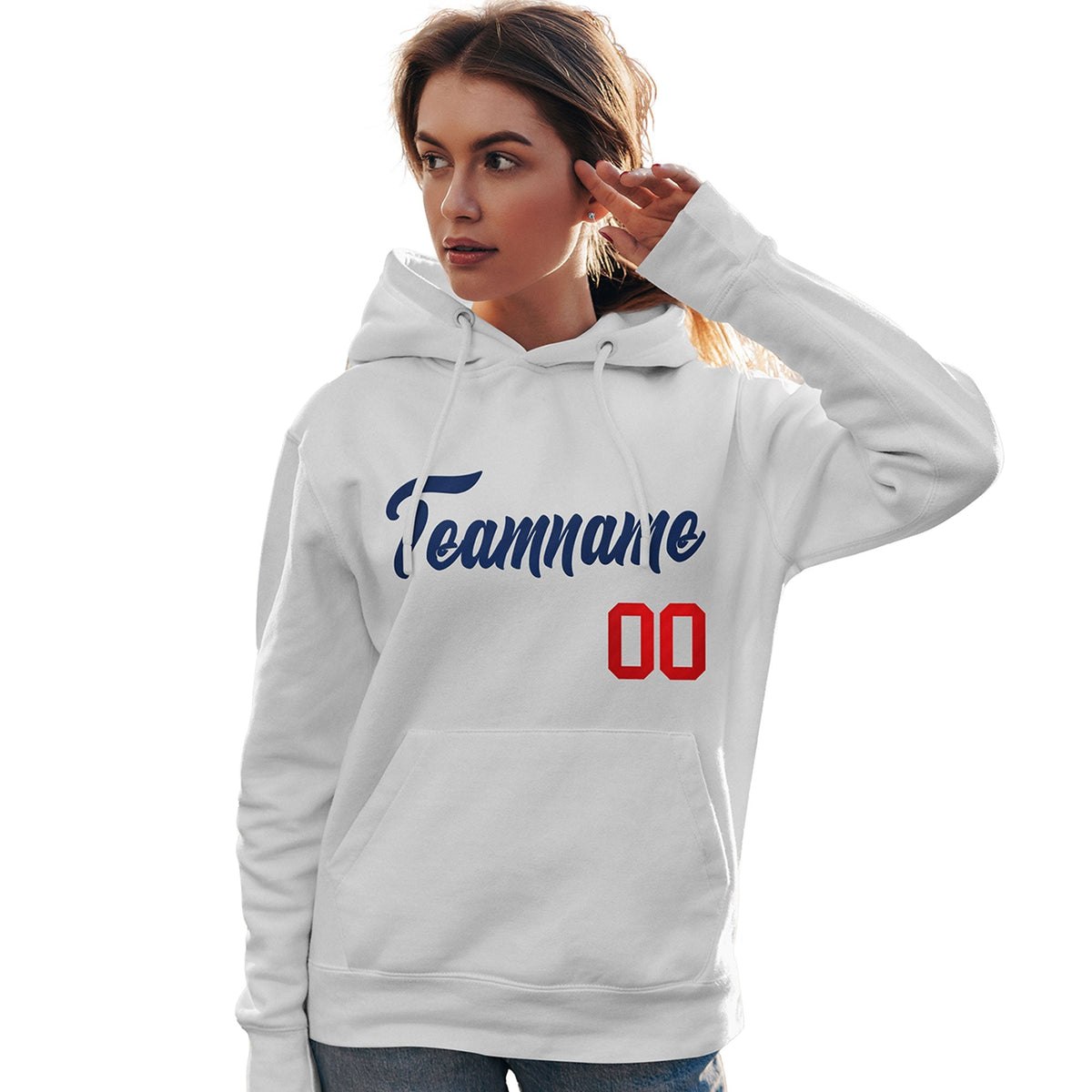 Custom White Navy-Red Classic Style Personalized Sport Pullover Hoodie| KXKSHOP