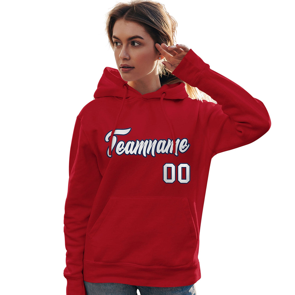 Custom Red Navy-White Classic Style Personalized Sport Pullover Hoodie| KXKSHOP