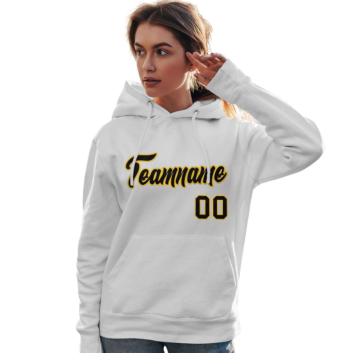 Custom White Gold-Black Classic Style Personalized Sport Pullover Hoodie| KXKSHOP