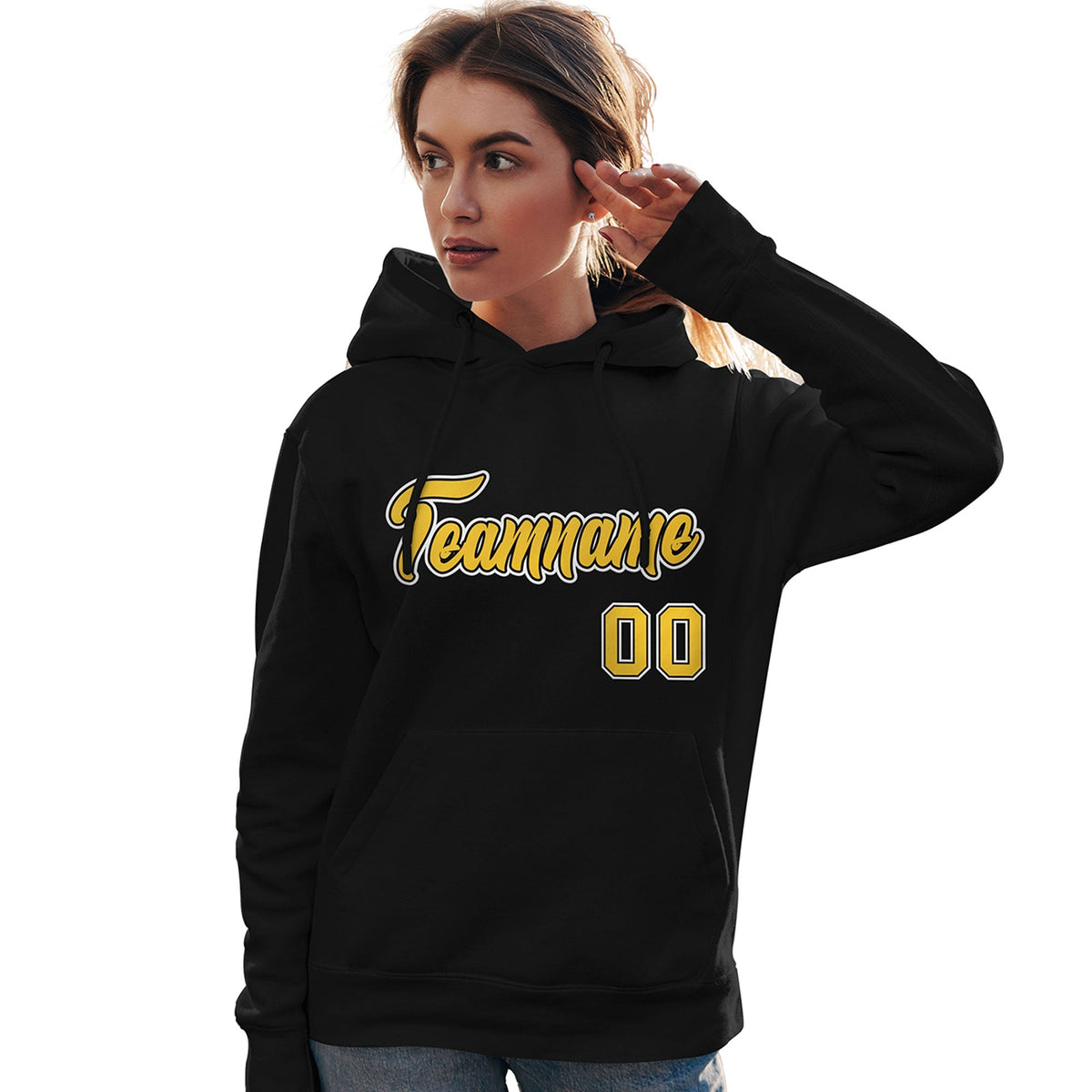 Custom Black Gold-White Classic Style Personalized Sport Pullover Hoodie| KXKSHOP