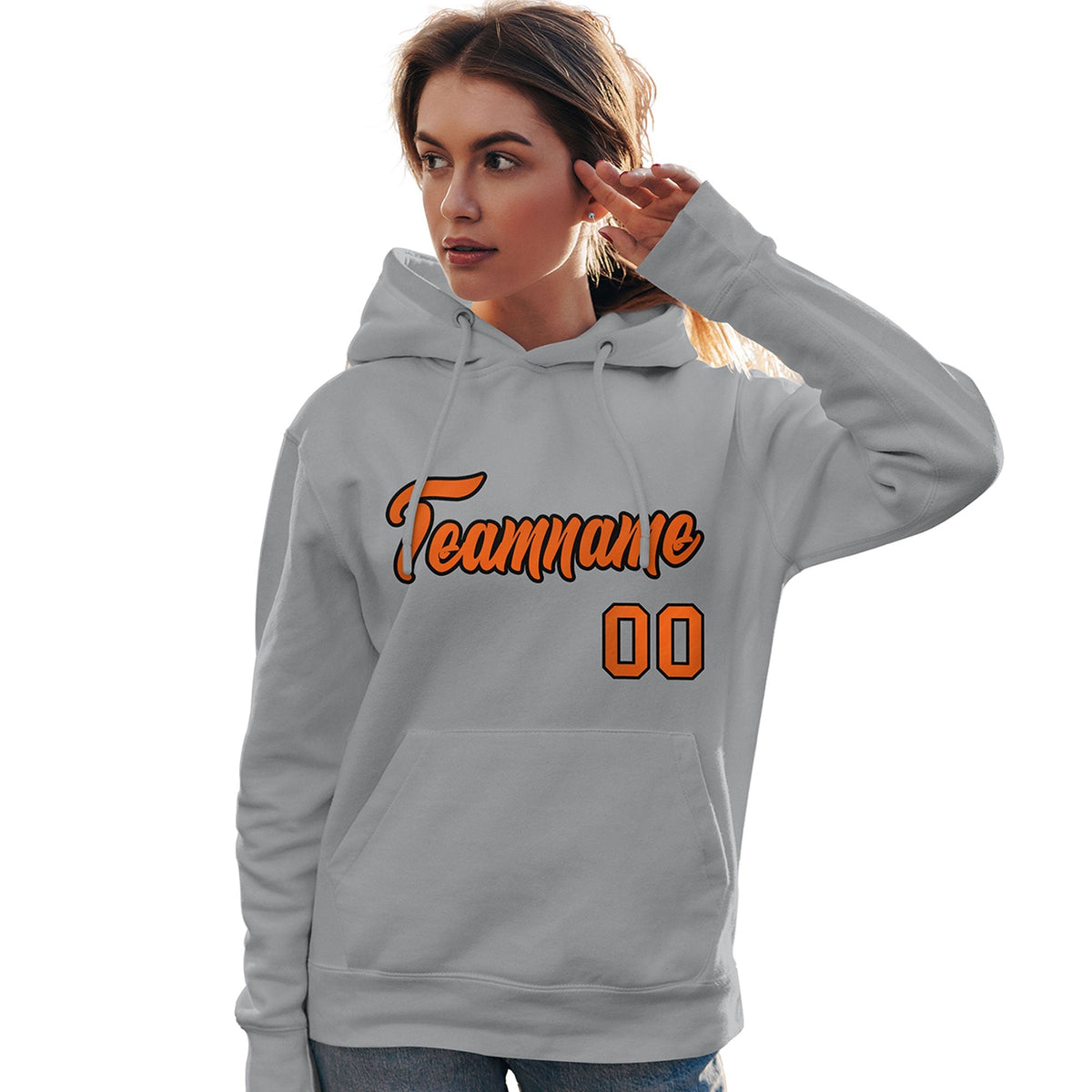 Custom Gray Orange-Black Classic Style Personalized Sport Pullover Hoodie| KXKSHOP