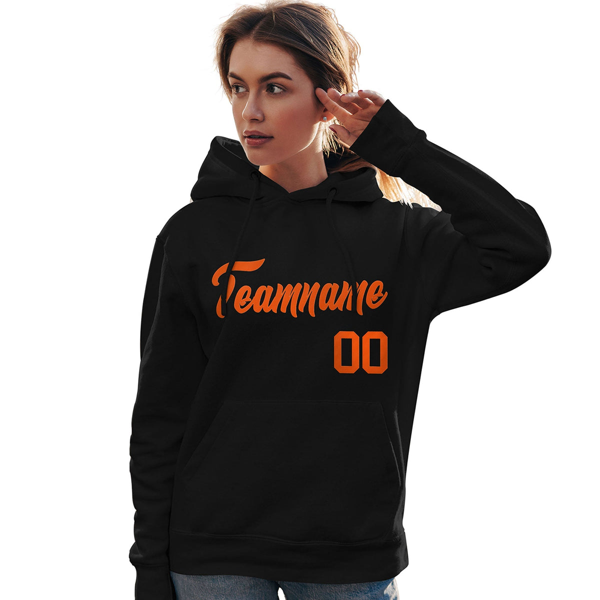 Custom Black Orange Classic Style Personalized Sport Pullover Hoodie| KXKSHOP