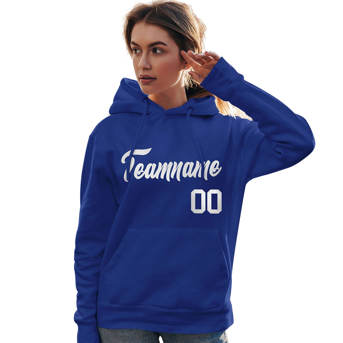 Custom Royal White Classic Style Personalized Sport Pullover Hoodie| KXKSHOP
