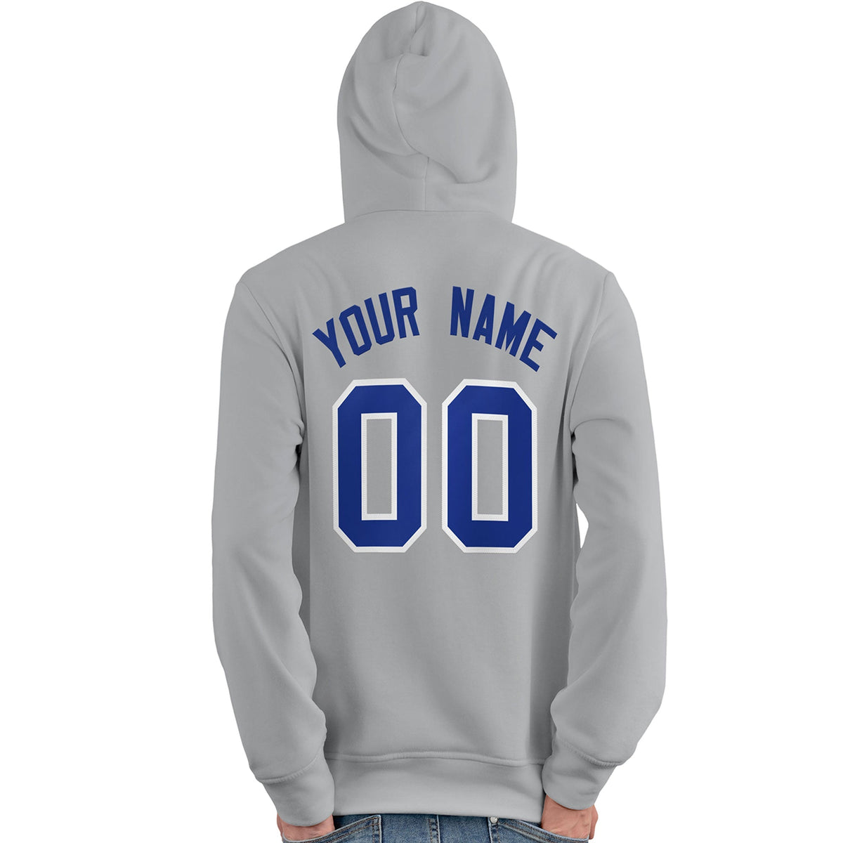 Custom Gray Royal-White Classic Style Personalized Sport Pullover Hoodie| KXKSHOP