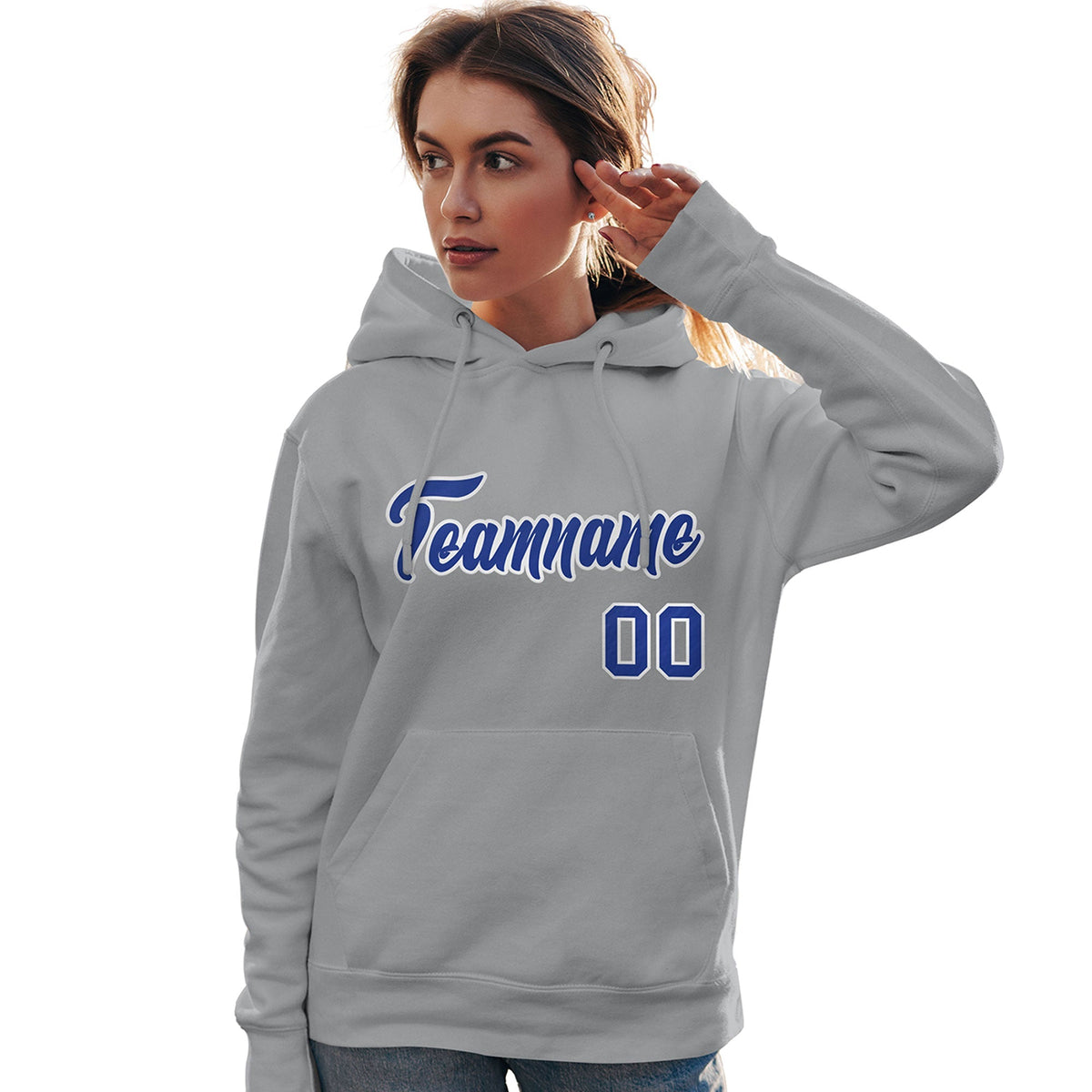Custom Gray Royal-White Classic Style Personalized Sport Pullover Hoodie| KXKSHOP