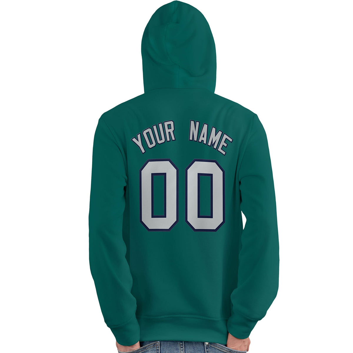 Custom Aqua Gray-Navy Classic Style Personalized Sport Pullover Hoodie| KXKSHOP