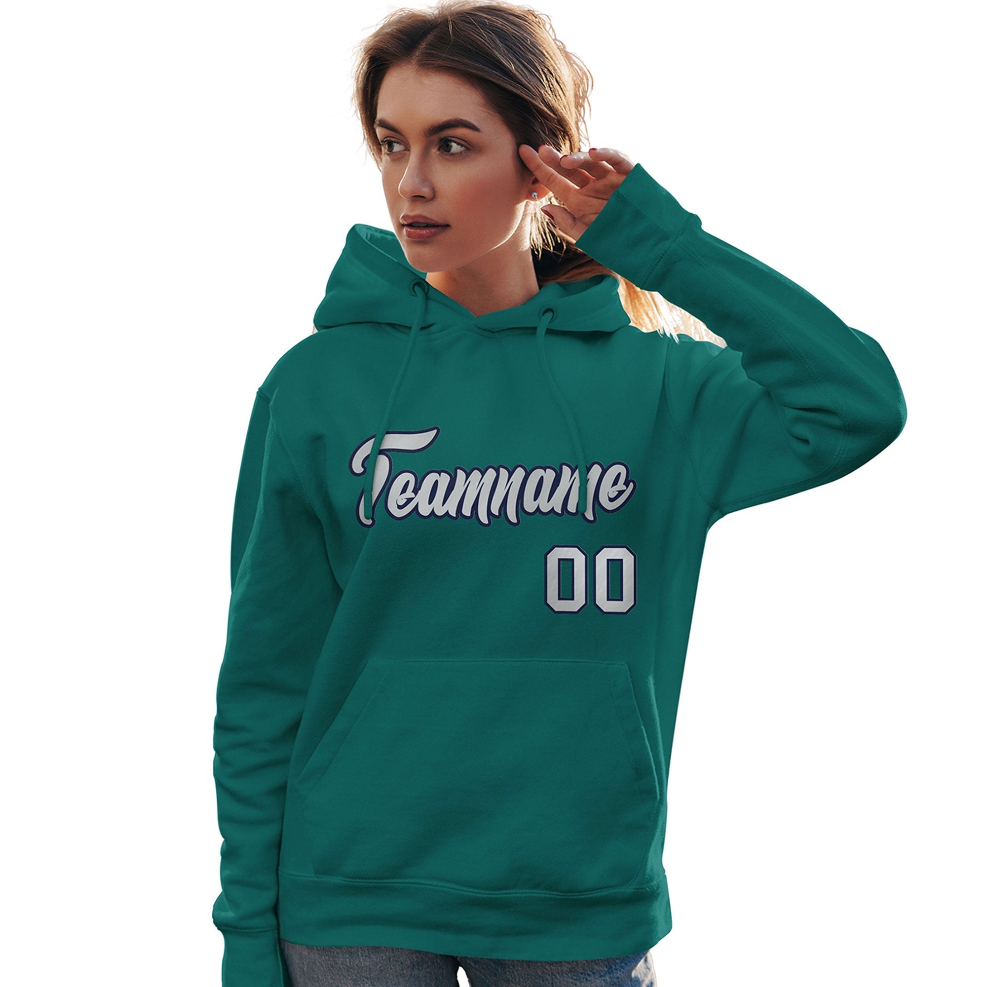 Custom Aqua Gray-Navy Classic Style Personalized Sport Pullover Hoodie| KXKSHOP
