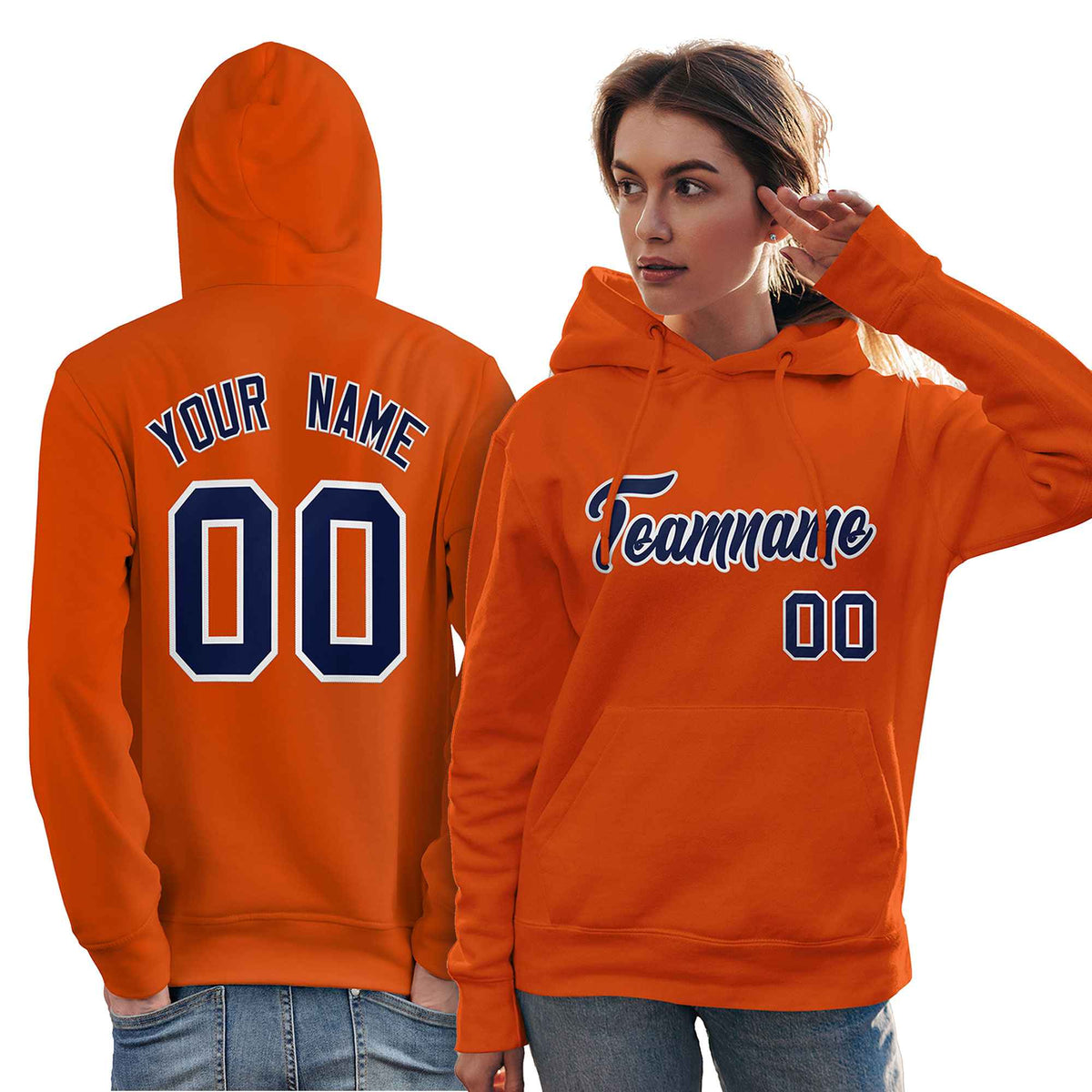 Custom Orange Royal-White Classic Style Personalized Sport Pullover Hoodie| KXKSHOP