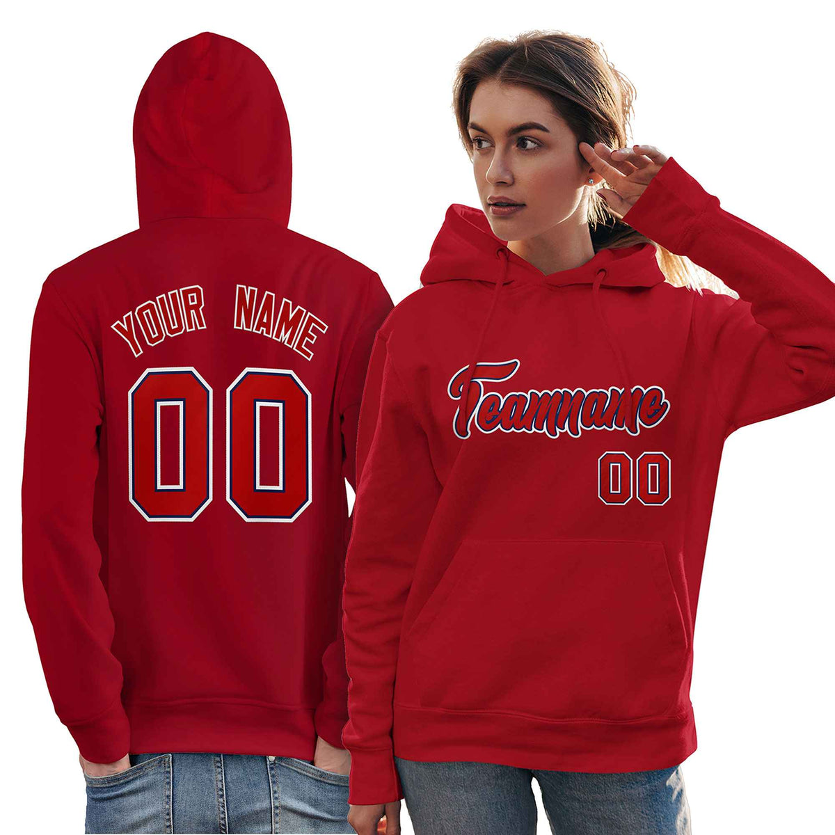Custom Red Royal-White Classic Style Personalized Sport Pullover Hoodie| KXKSHOP