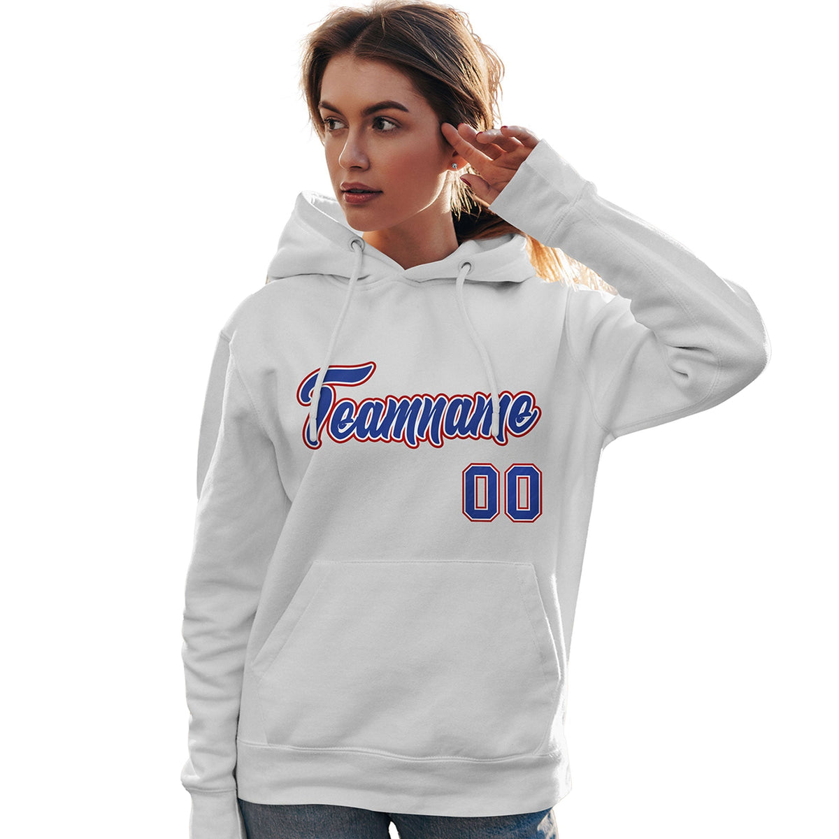 Custom White Royal-Red Classic Style Personalized Sport Pullover Hoodie| KXKSHOP