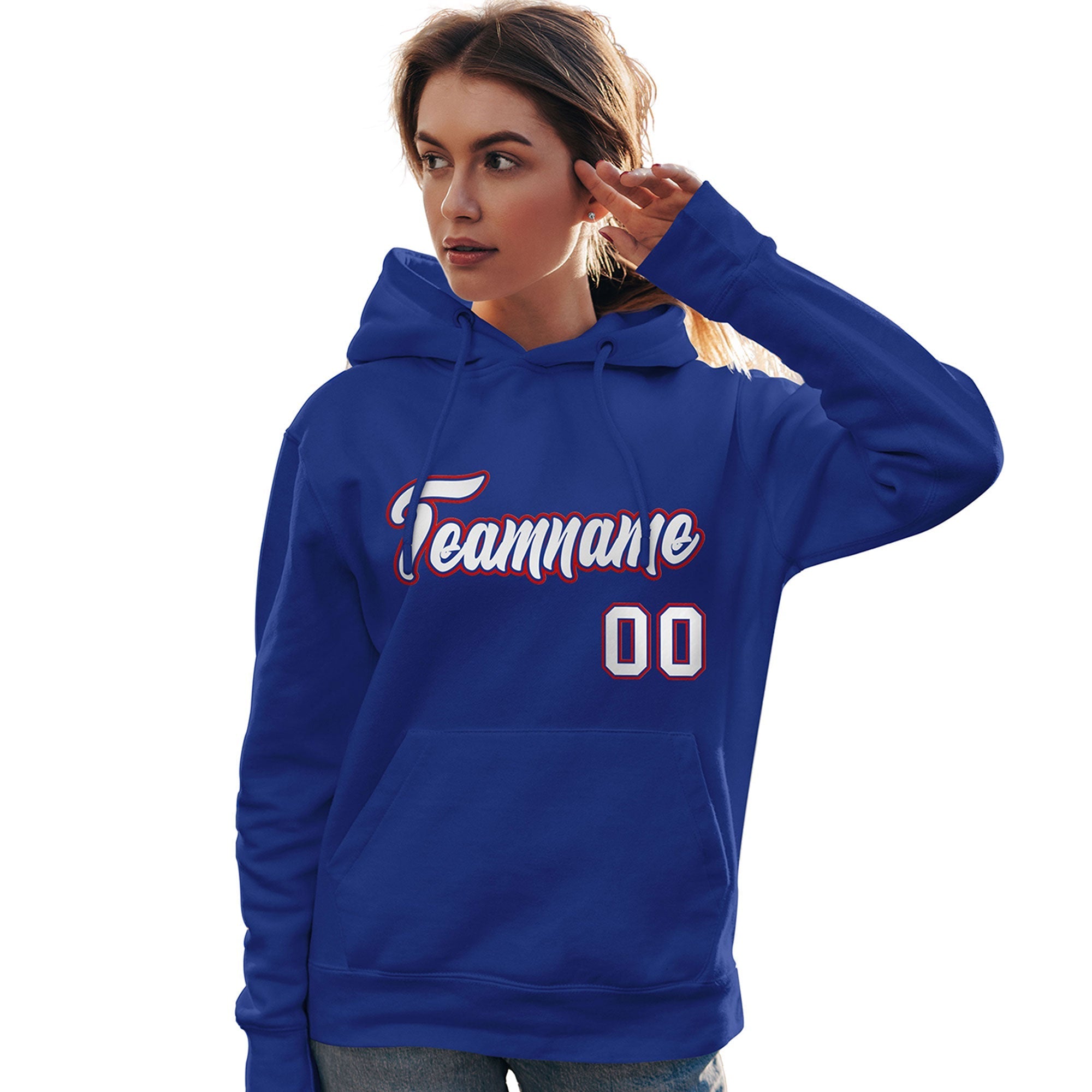 Custom Royal White-Red Classic Style Personalized Sport Pullover Hoodie| KXKSHOP