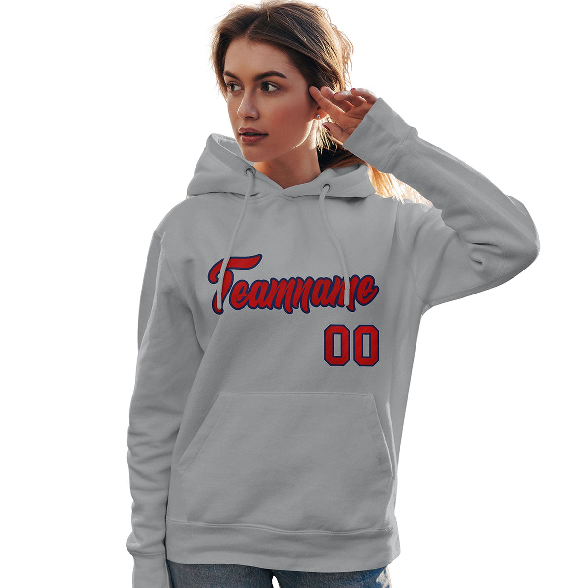 Custom Gray Red-Royal Classic Style Personalized Sport Pullover Hoodie| KXKSHOP