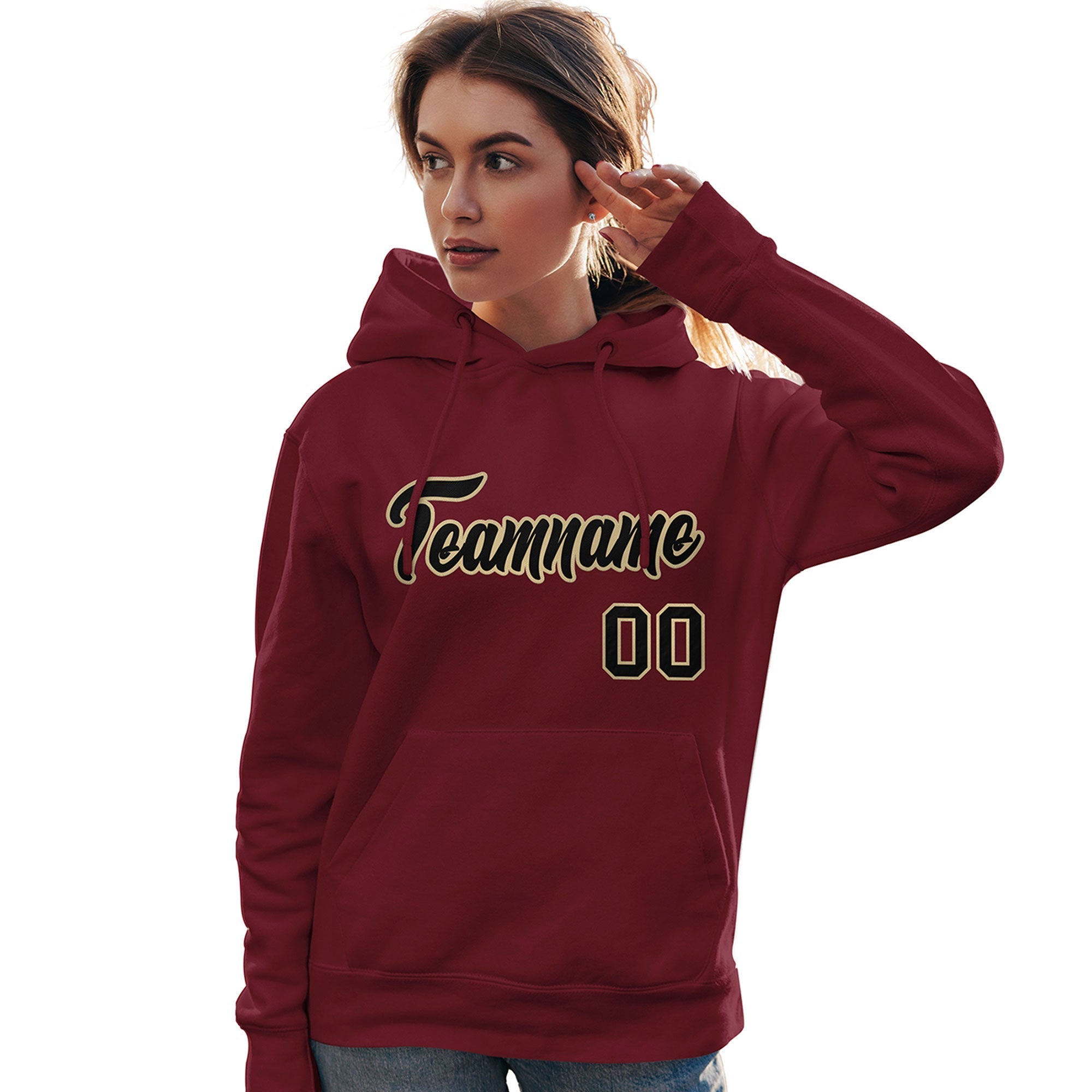 Custom Cardinal Black-Old Gold Classic Style Personalized Sport Pullover Hoodie| KXKSHOP