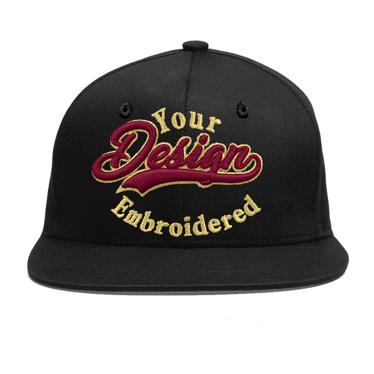 Custom Black 3D Puff Embroidery Flat Embroidery Casual Sport Baseball Cap