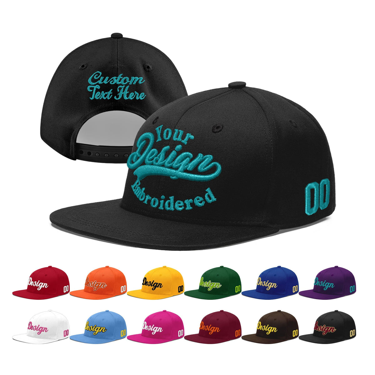 Custom Black 3D Puff Embroidery Flat Embroidery Casual Sport Baseball Cap