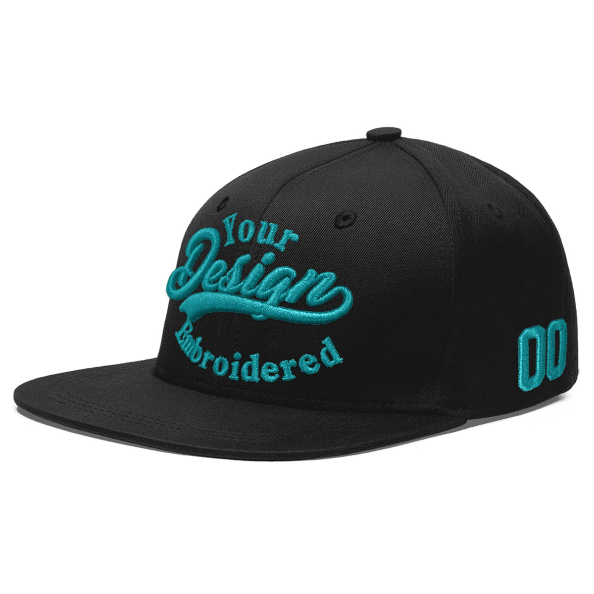 Custom Black 3D Puff Embroidery Flat Embroidery Casual Sport Baseball Cap