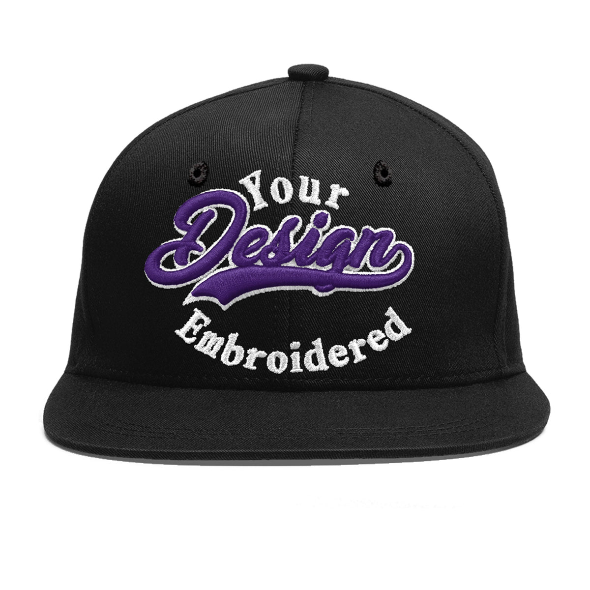 Custom Black 3D Puff Embroidery Flat Embroidery Casual Sport Baseball Cap