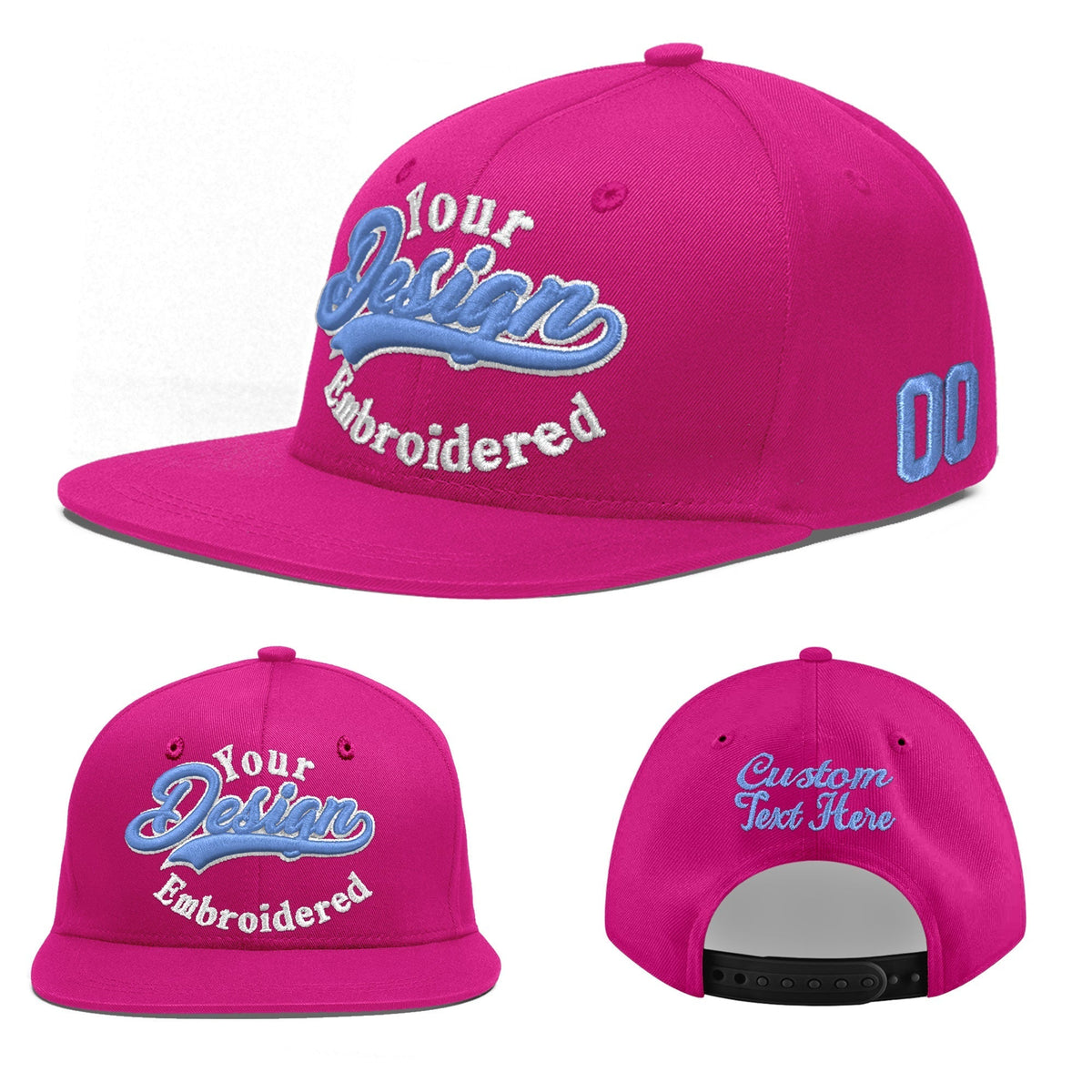 Custom Rose Red 3D Puff Embroidery Flat Embroidery Casual Sport Baseball Cap