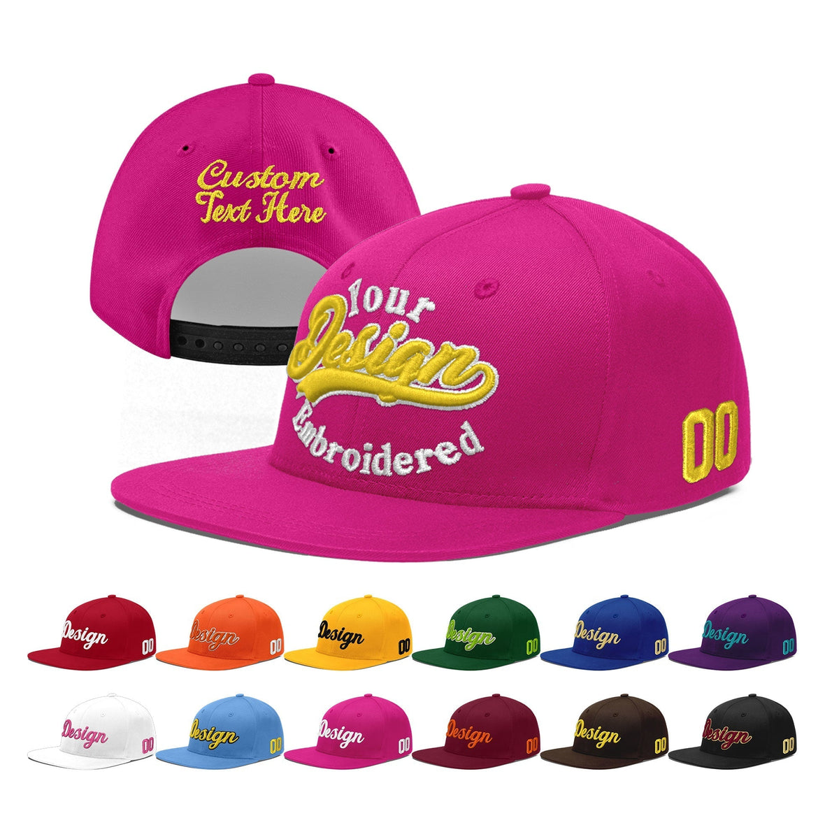 Custom Rose Red 3D Puff Embroidery Flat Embroidery Casual Sport Baseball Cap