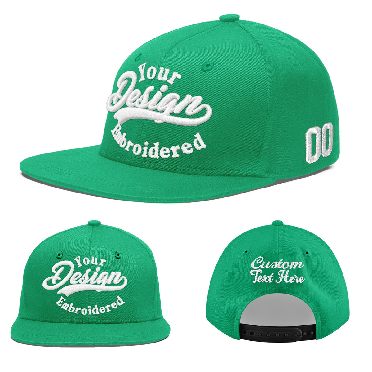 Custom Aqua 3D Puff Embroidery Flat Embroidery Casual Sport Baseball Cap