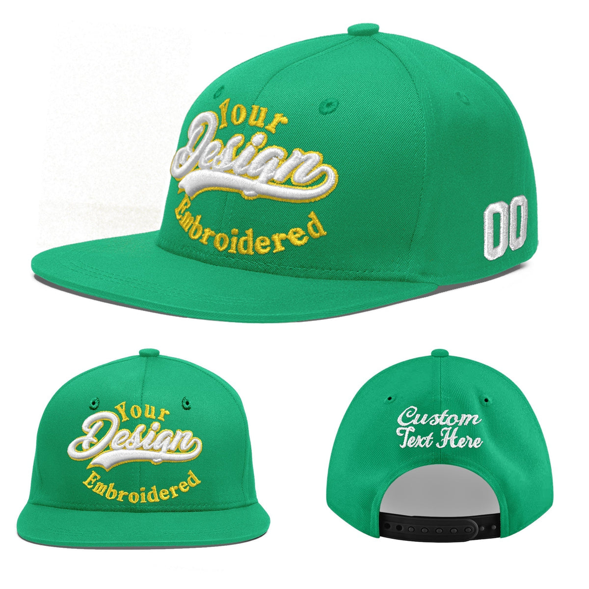 Custom Aqua 3D Puff Embroidery Flat Embroidery Casual Sport Baseball Cap