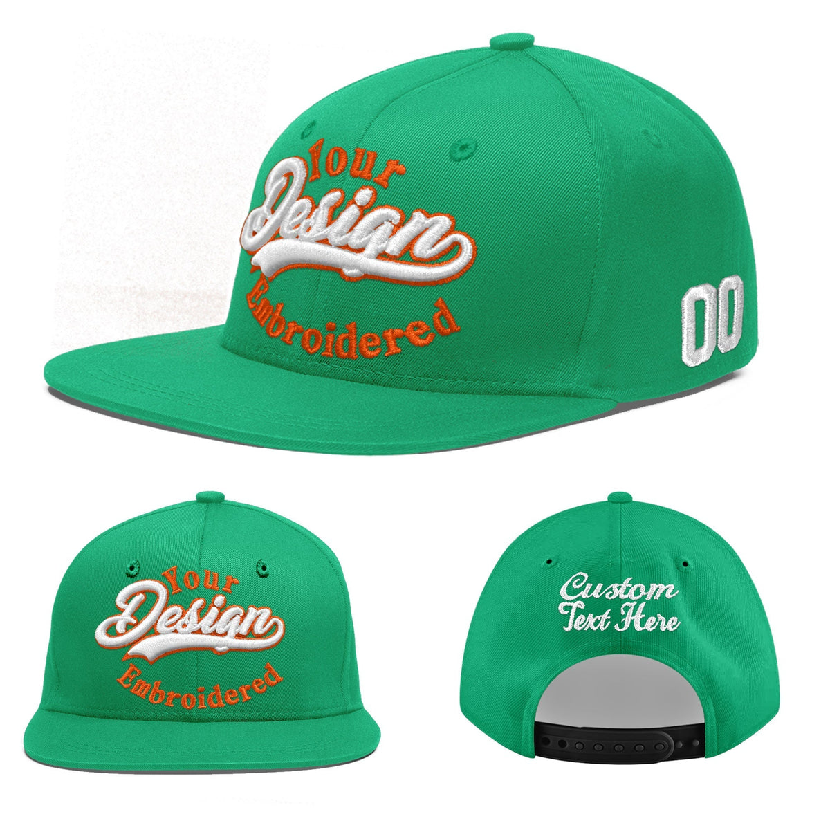 Custom Aqua 3D Puff Embroidery Flat Embroidery Casual Sport Baseball Cap