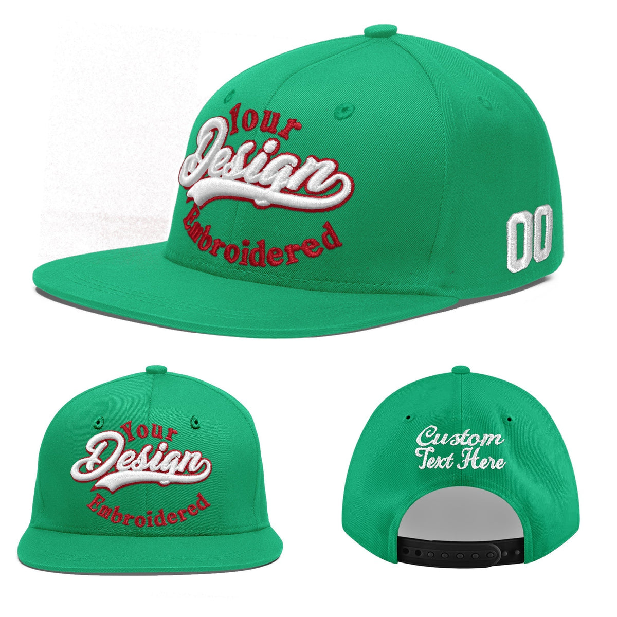 Custom Aqua 3D Puff Embroidery Flat Embroidery Casual Sport Baseball Cap