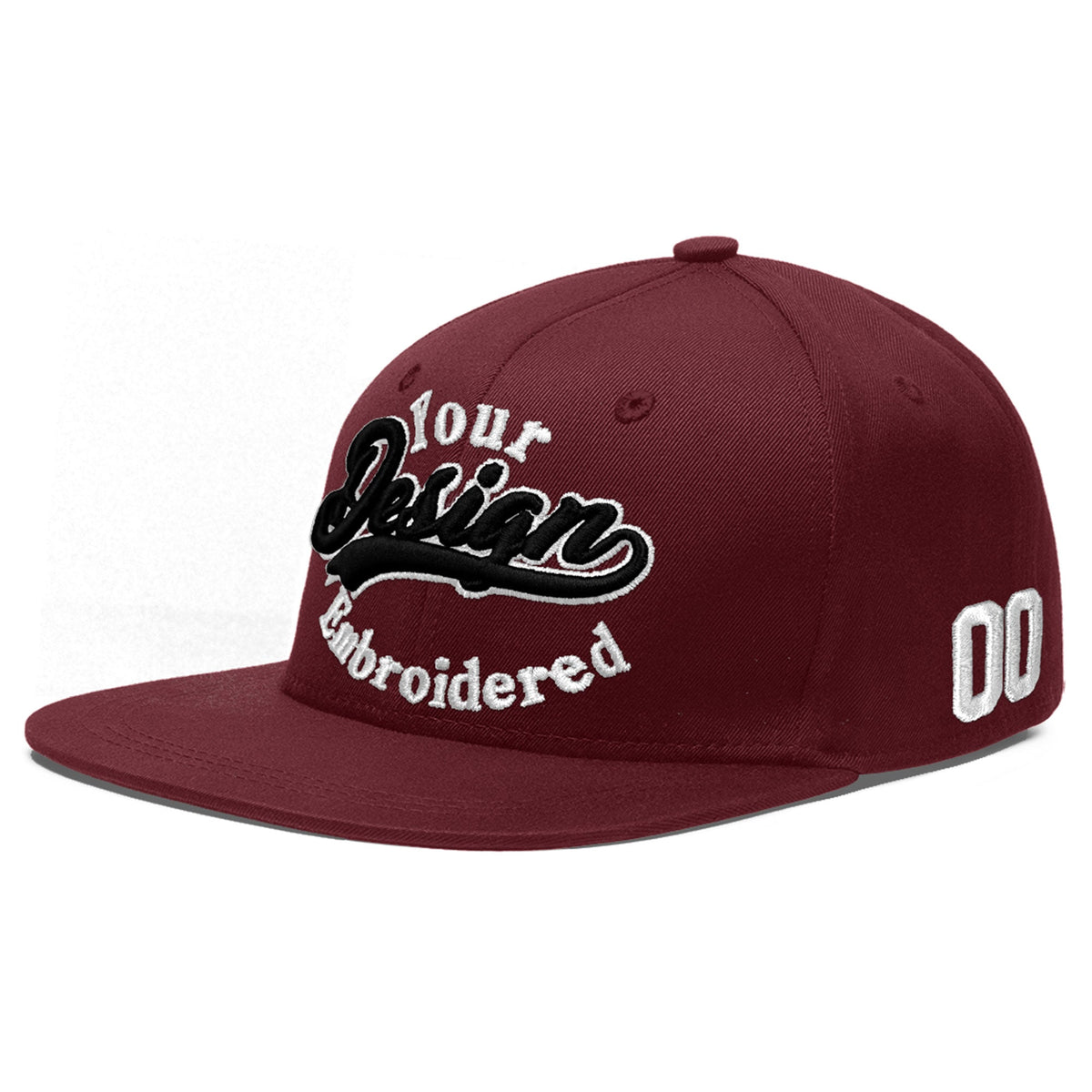 Custom Maroon 3D Puff Embroidery Flat Embroidery Casual Sport Baseball Cap