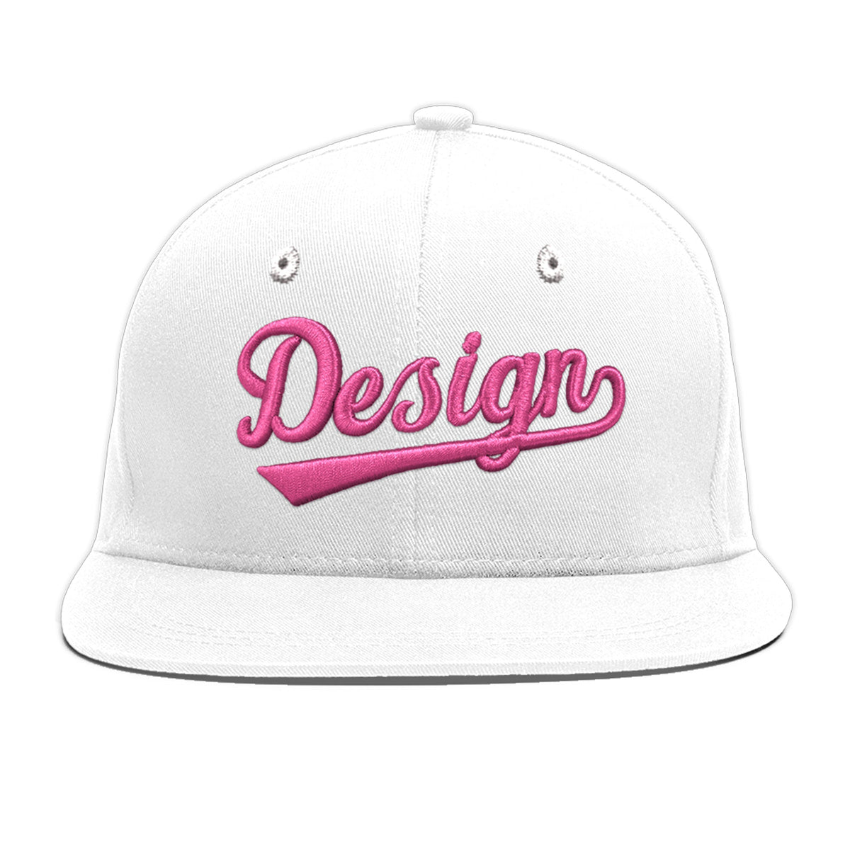 Custom White 3D Puff Embroidery Flat Embroidery Casual Sport Baseball Cap