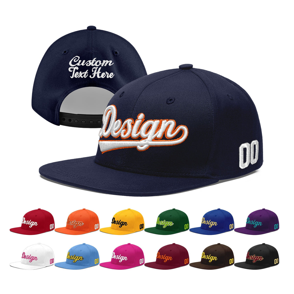 Custom Navy 3D Puff Embroidery Flat Embroidery Casual Sport Baseball Cap
